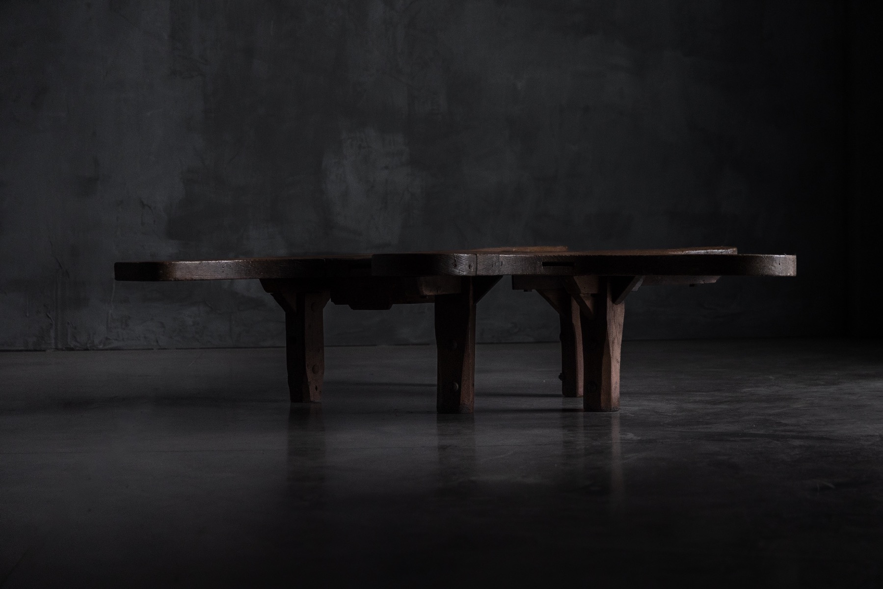 Heritage primitive coffee table with aged patina