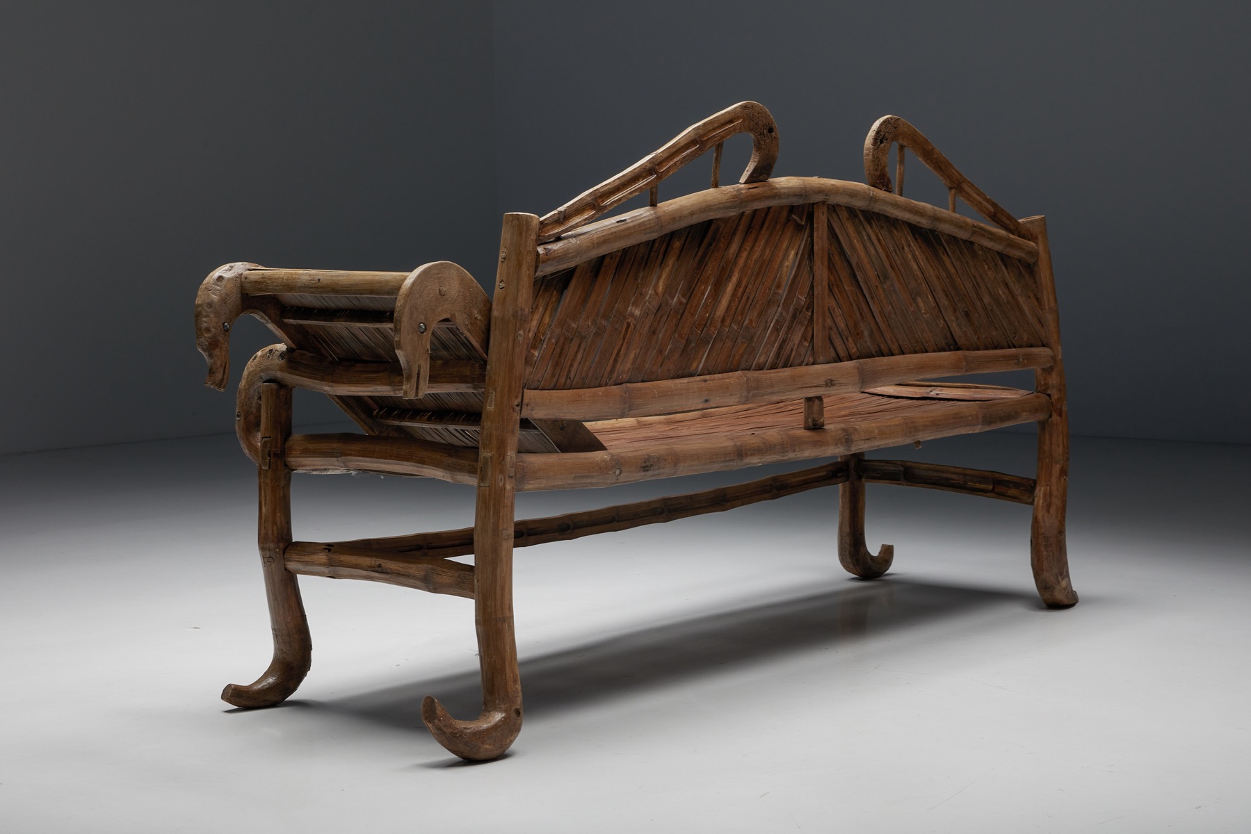 Vintage rattan bamboo sofa bed from the twentieth century