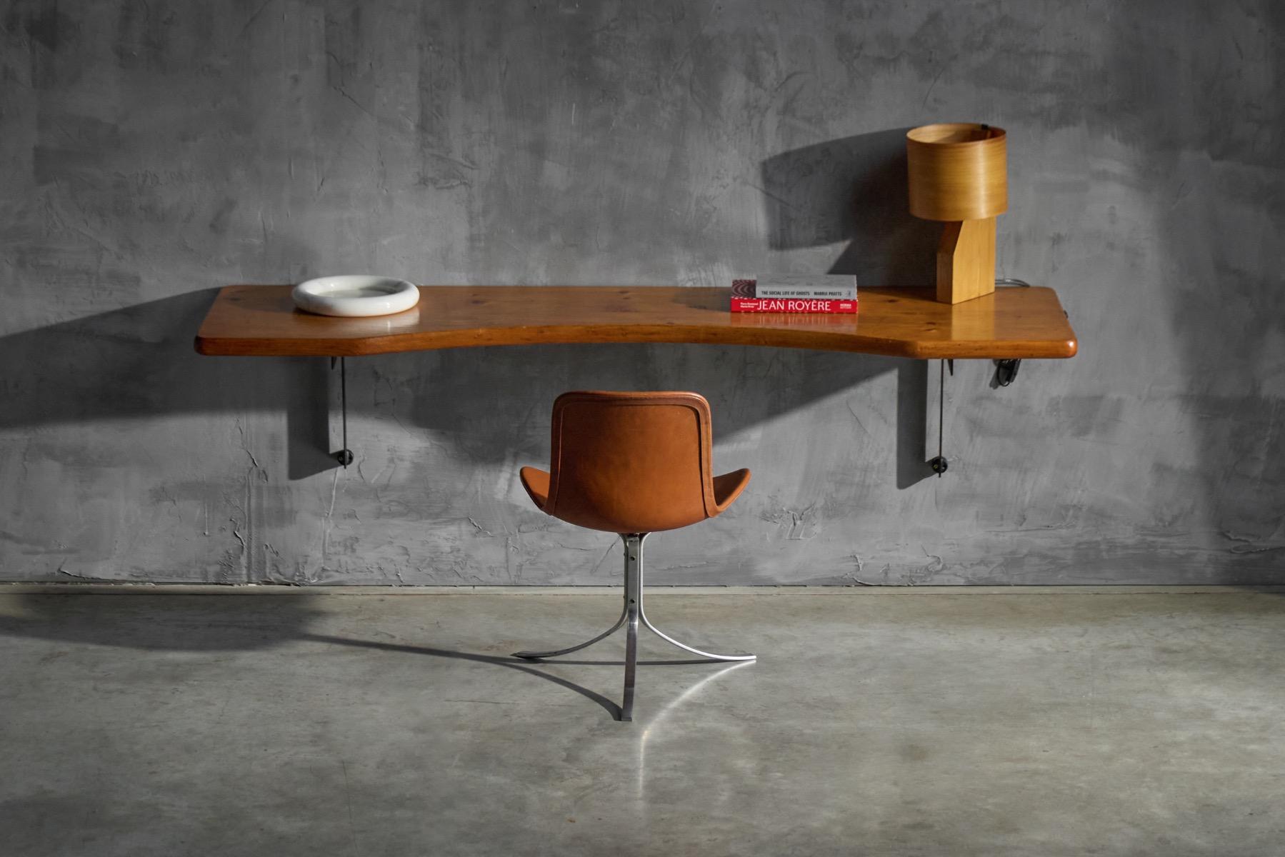 Wall mounted writing desk by Charlotte Perriand, 1970s alpine design