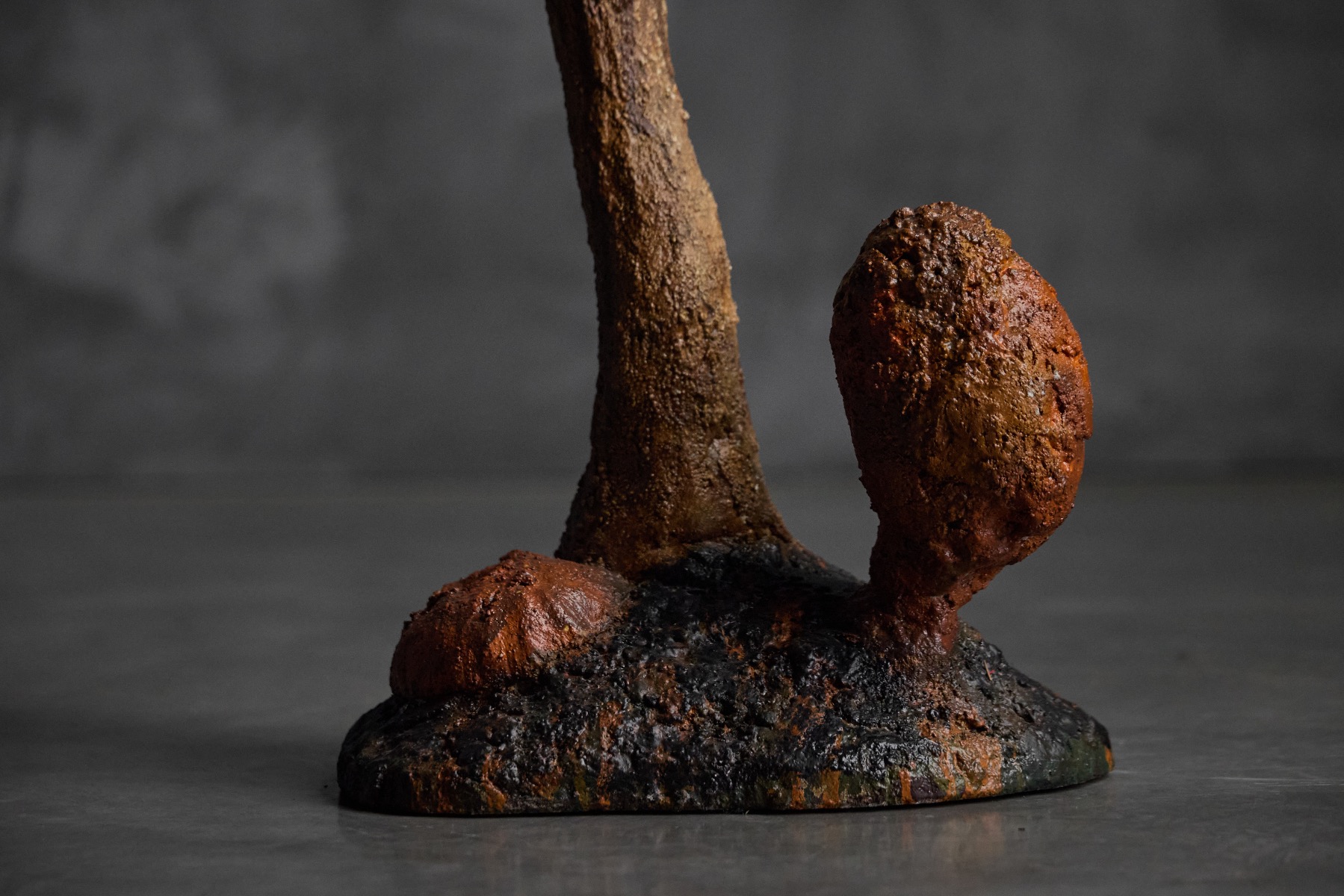 Abstract mushroom sculpture reflecting wabi sabi philosophy