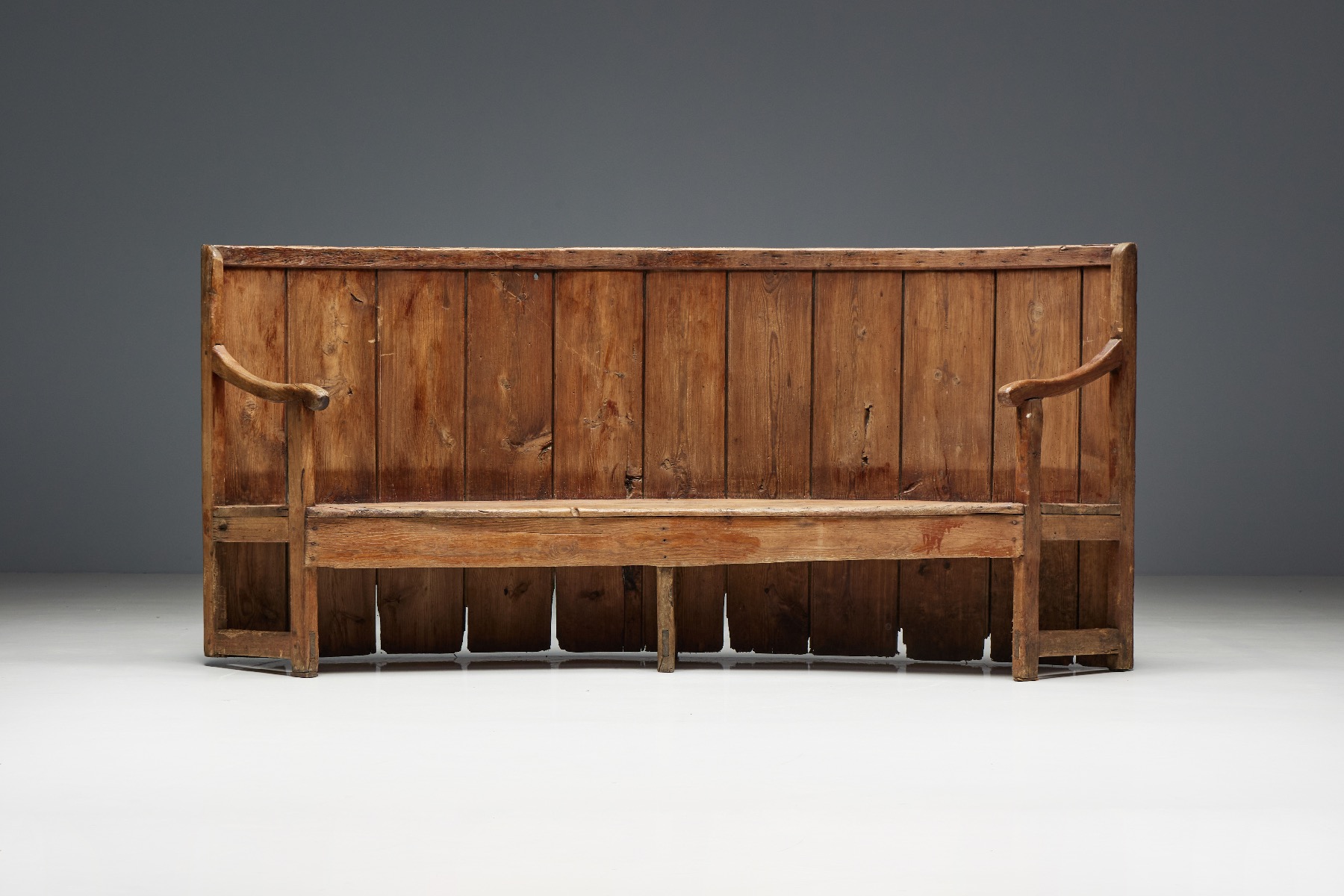 Aged rustic tavern bench