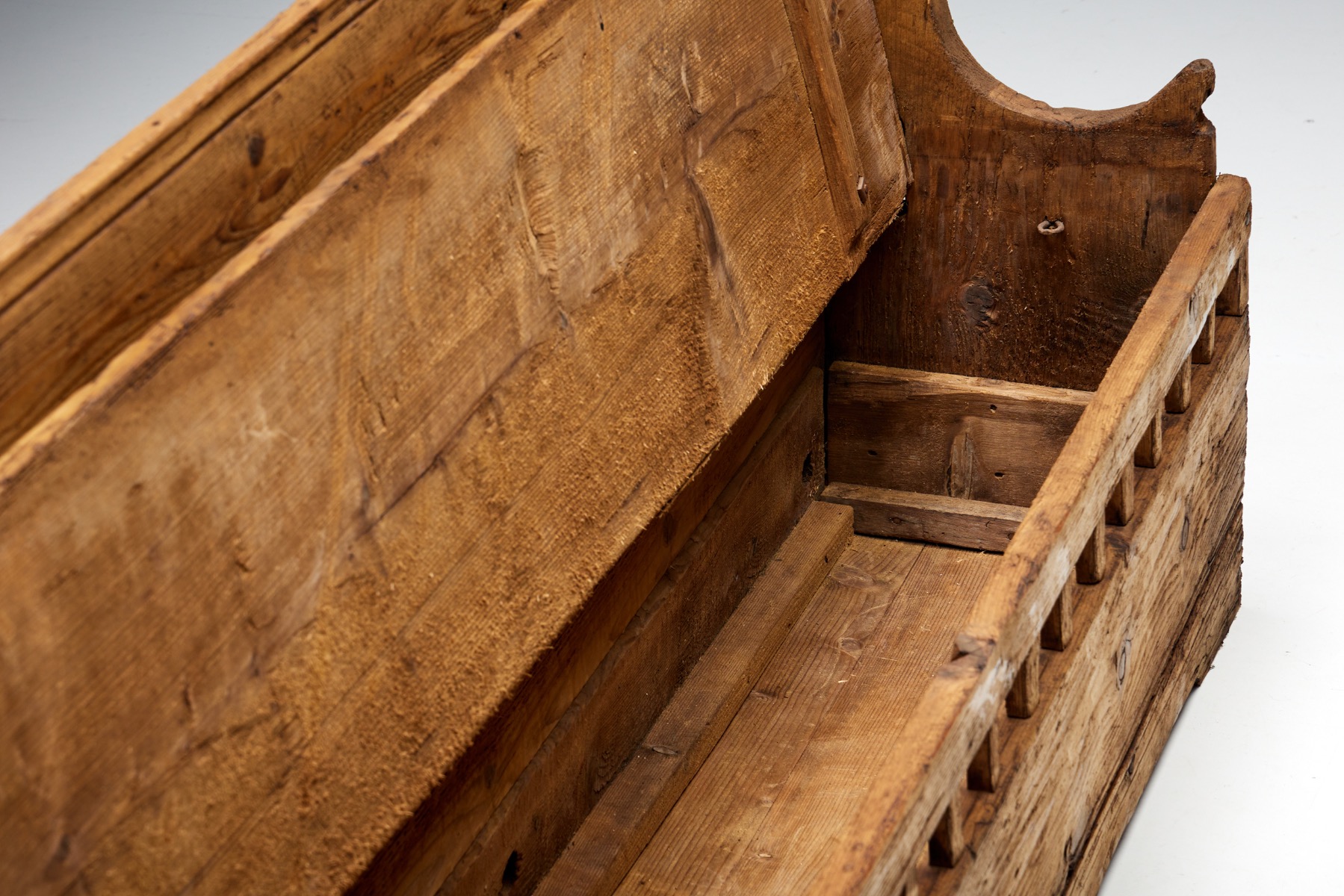 Antique alpine bench from Haute Savoie in wood