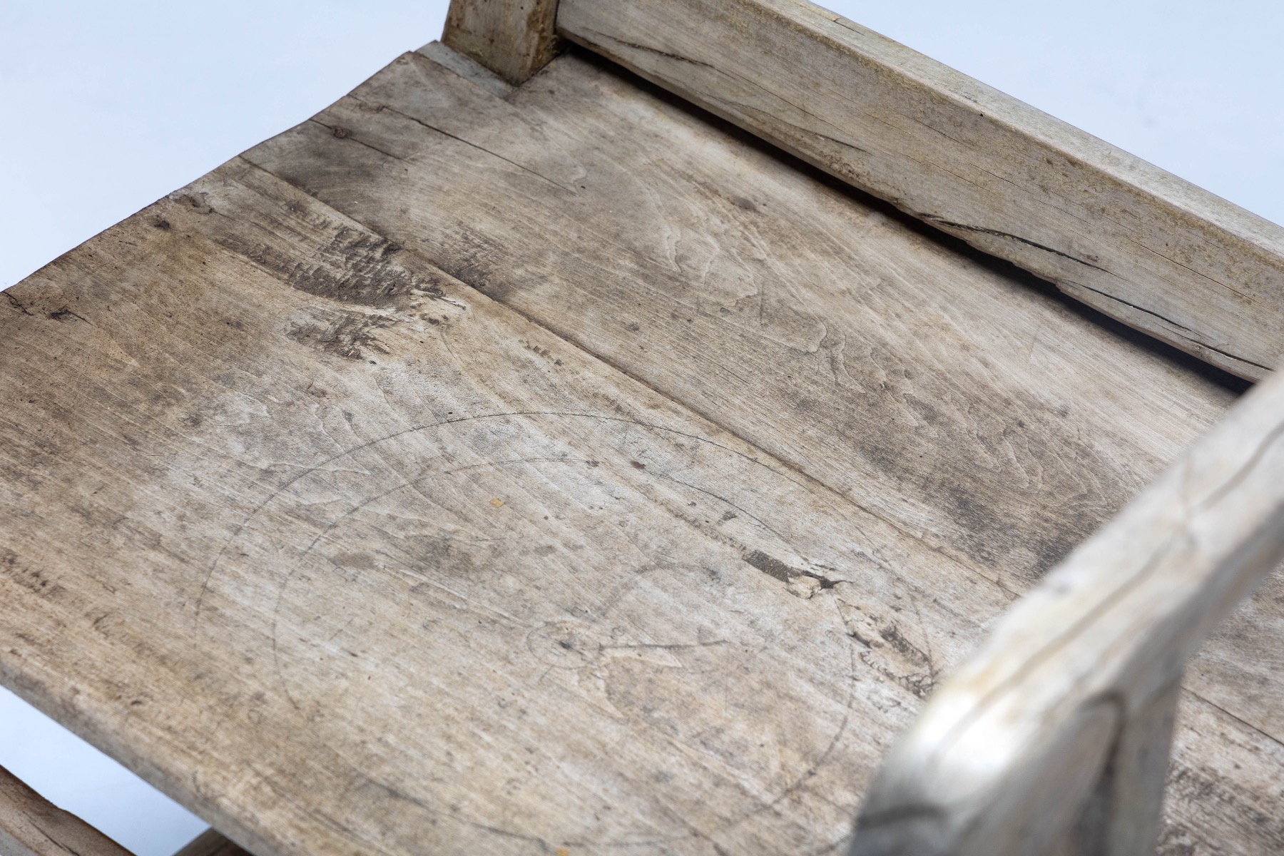 Antique rural armchair in art populaire wood