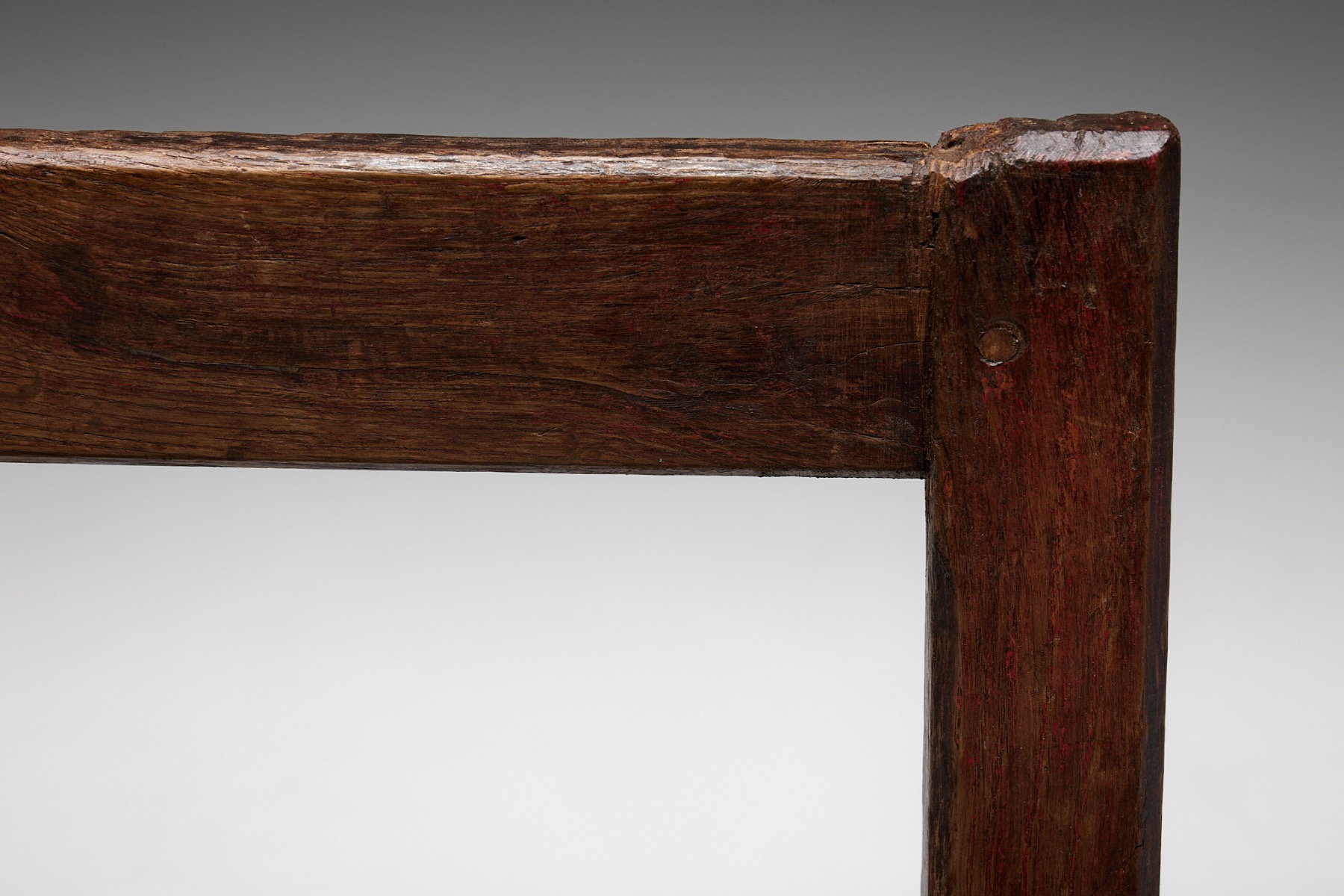 Antique rural bench in naive folk art wood