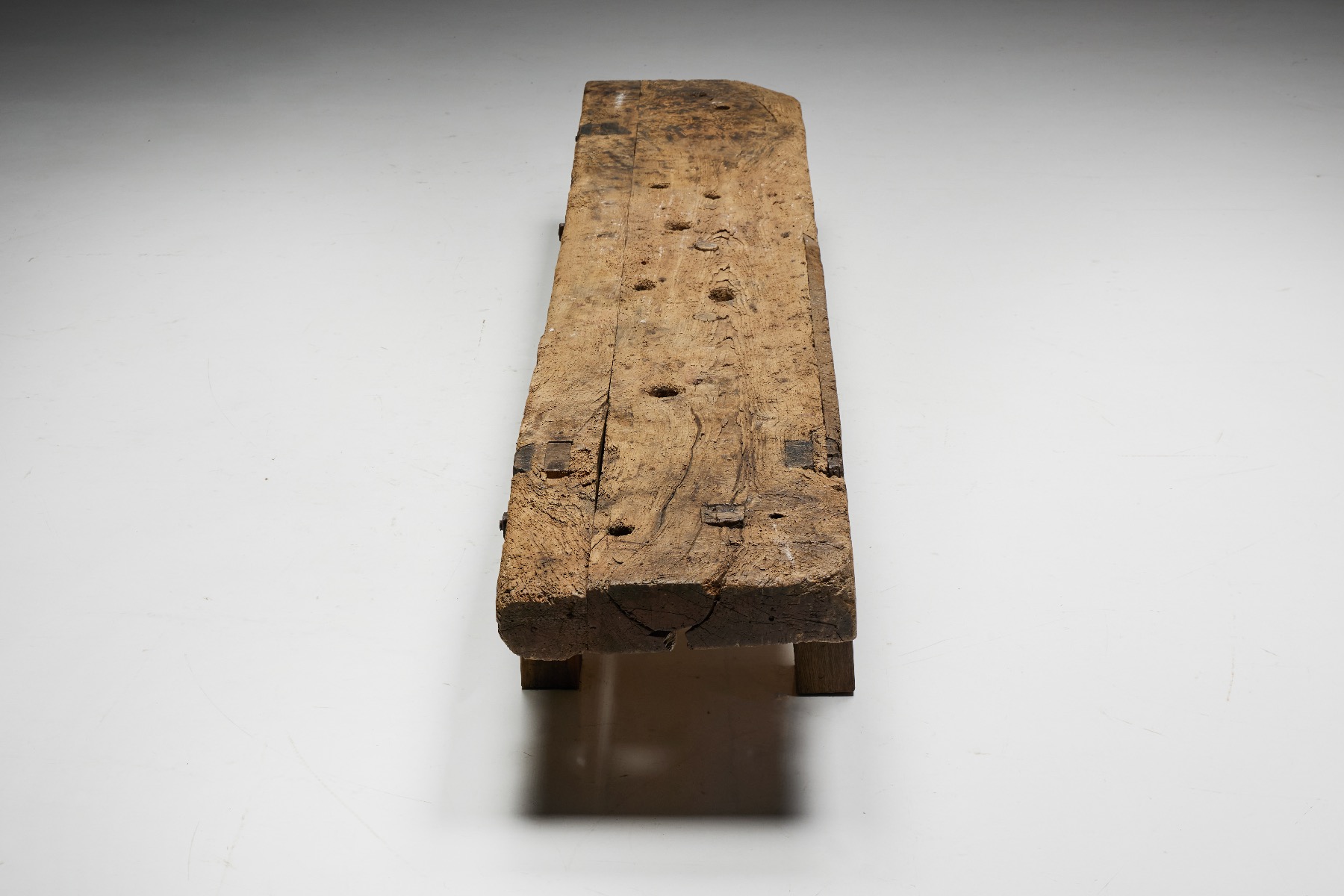 Antique rural bench in solid wood design