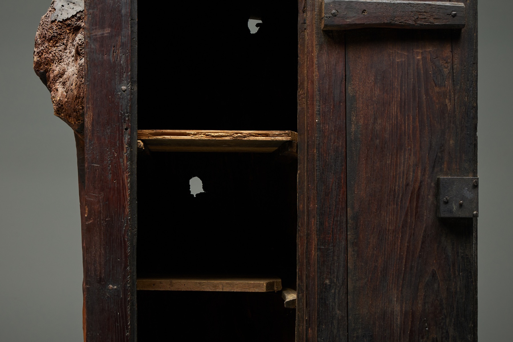 Antique rural cabinet in solid wood travail populaire style