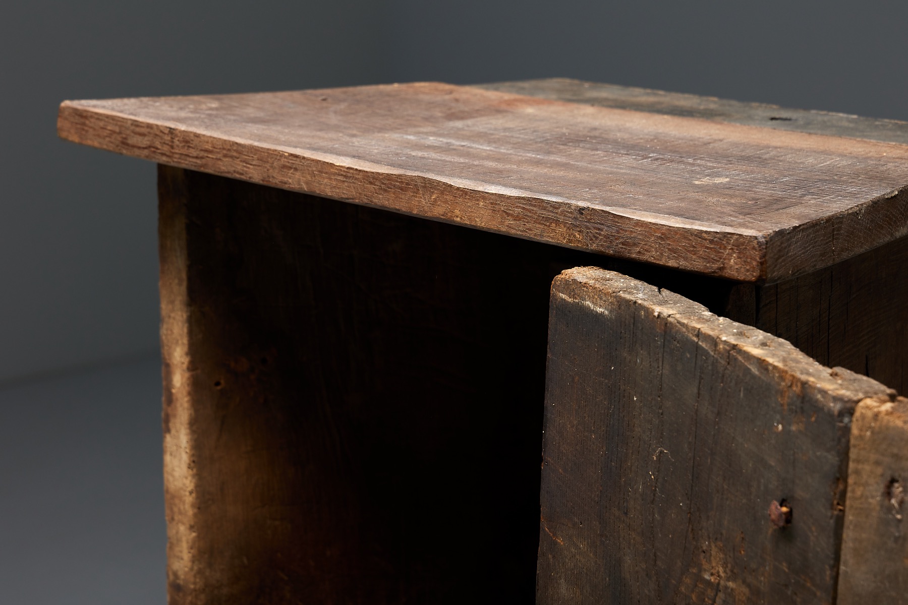 Antique rural monoxylite cupboard in wood