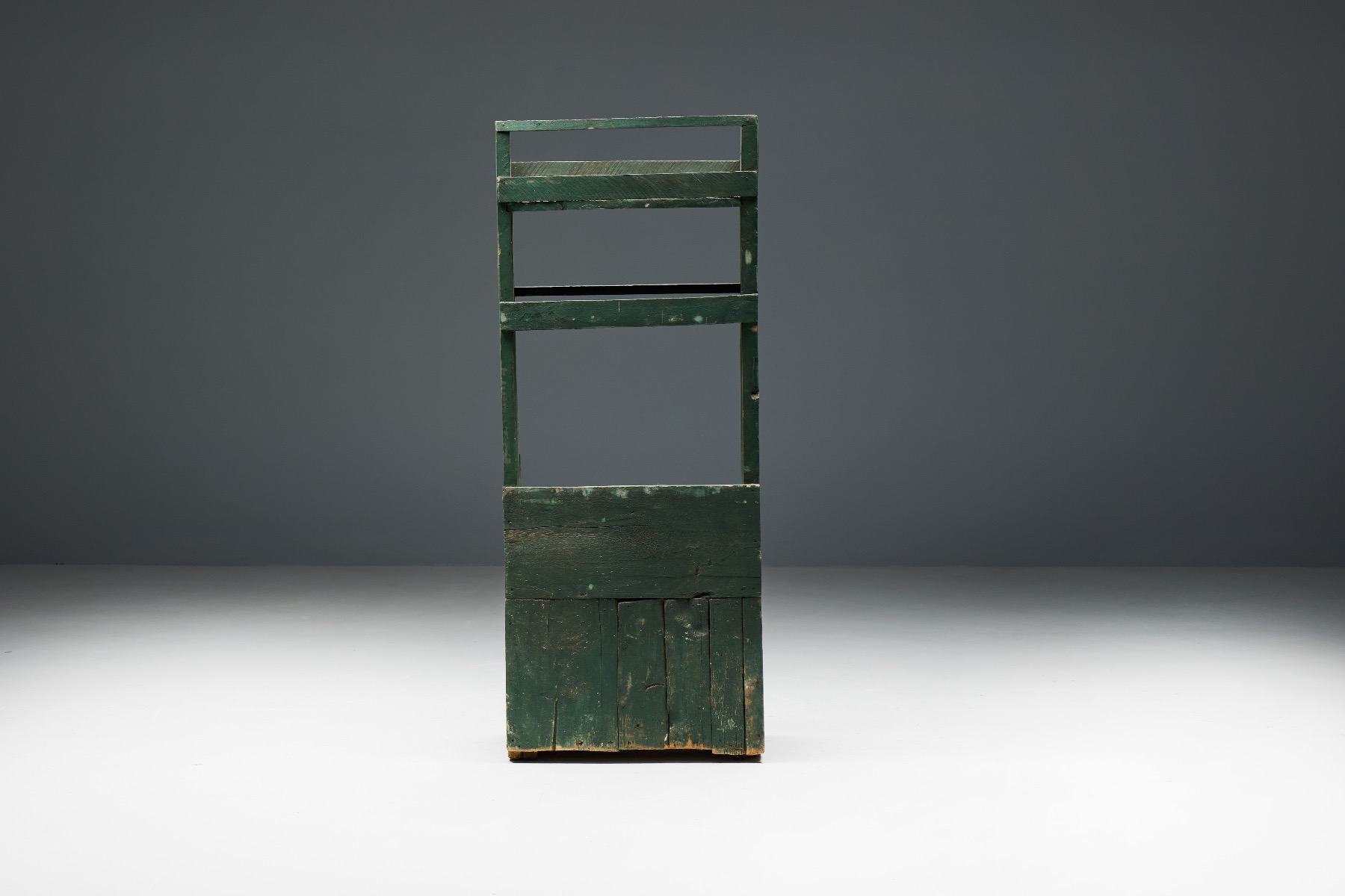 Antique rural wooden cupboard with folk design