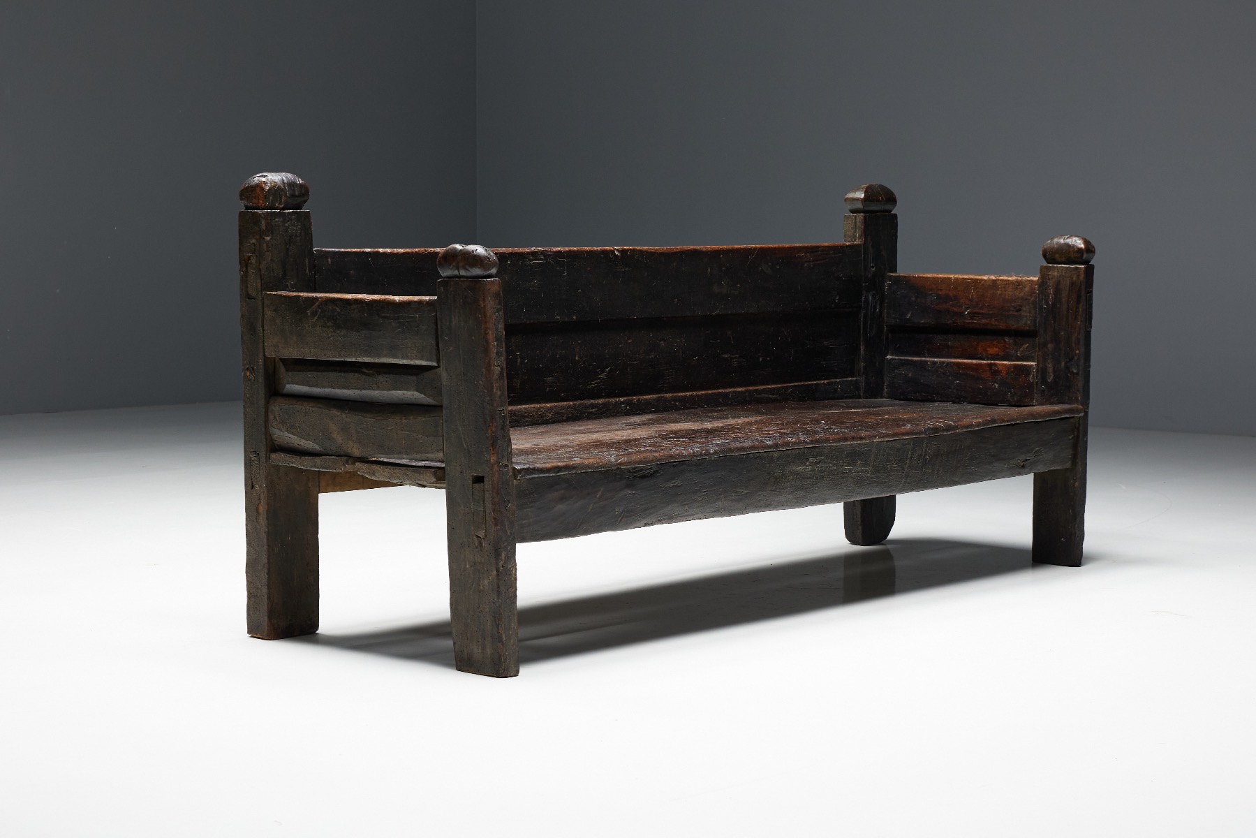 Antique rustic solid wood bench