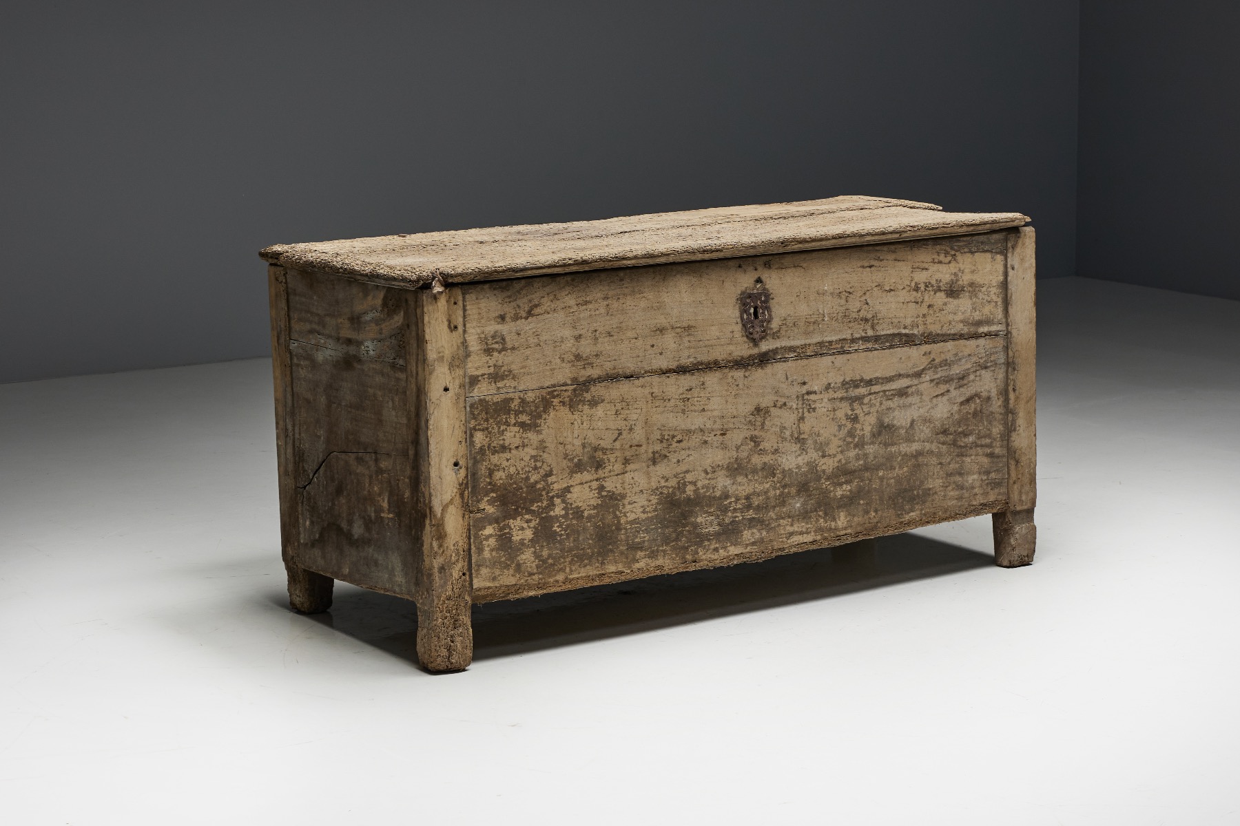 Antique rustic wooden chest