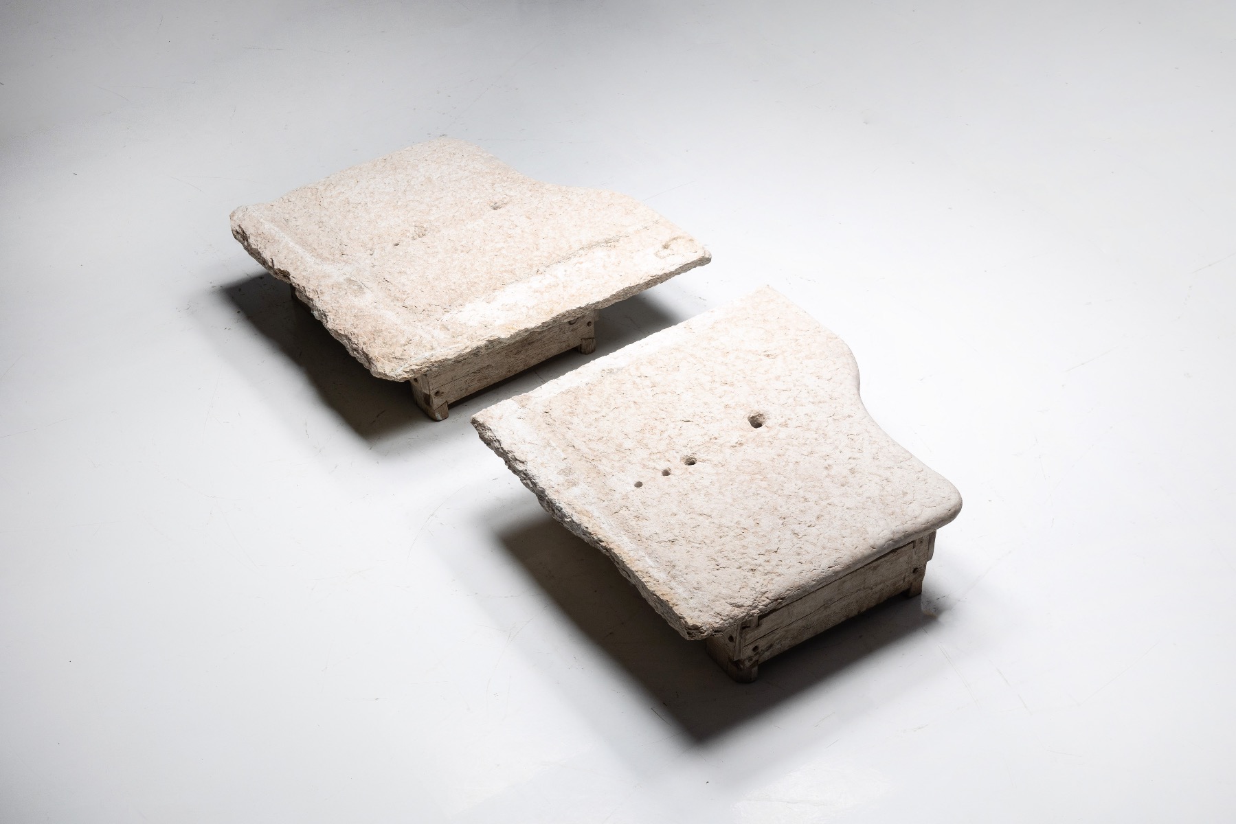 Antique solid stone farm tables