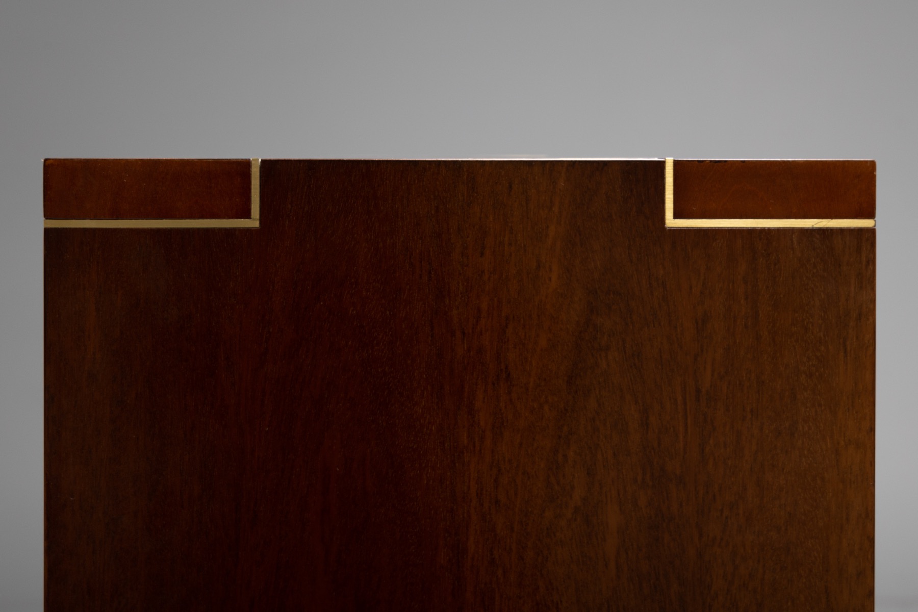 Architectural walnut and brass cabinet by Pierre Balmain