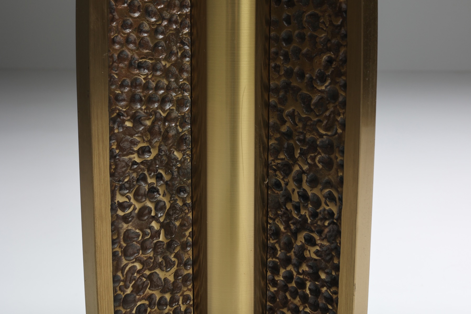 Architectural brass dining table by Luciano Frigerio design