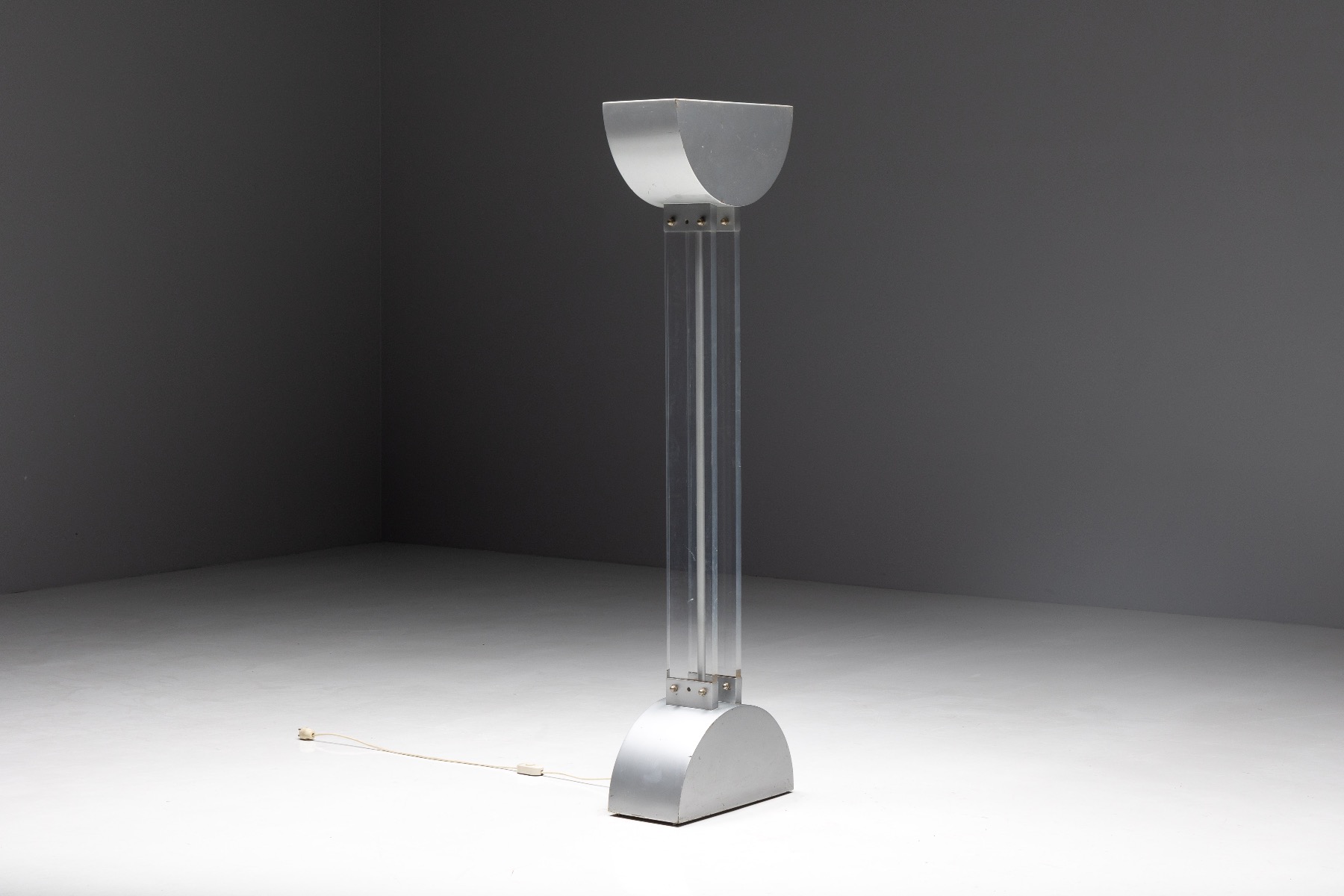 Architectural floor lamp in Memphis style industrial design