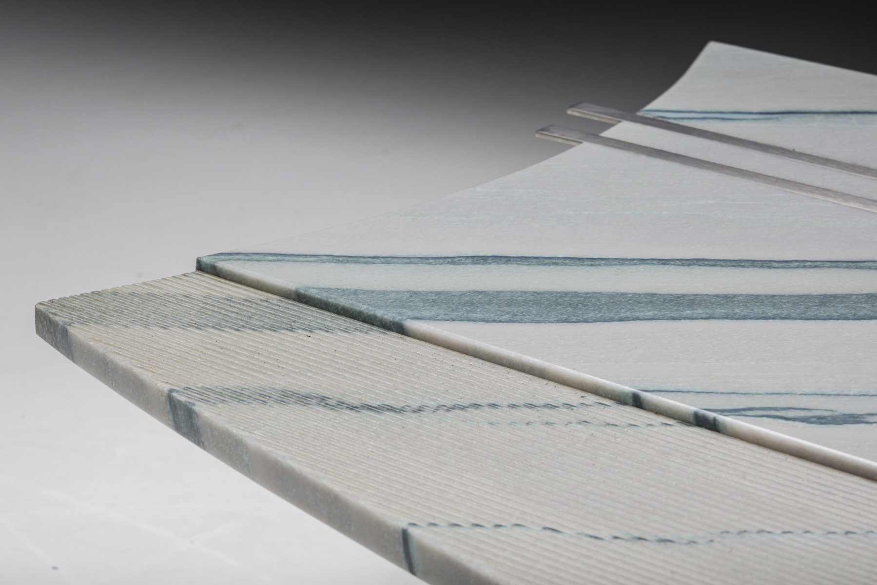 Architectural marble coffee table in sculptural style