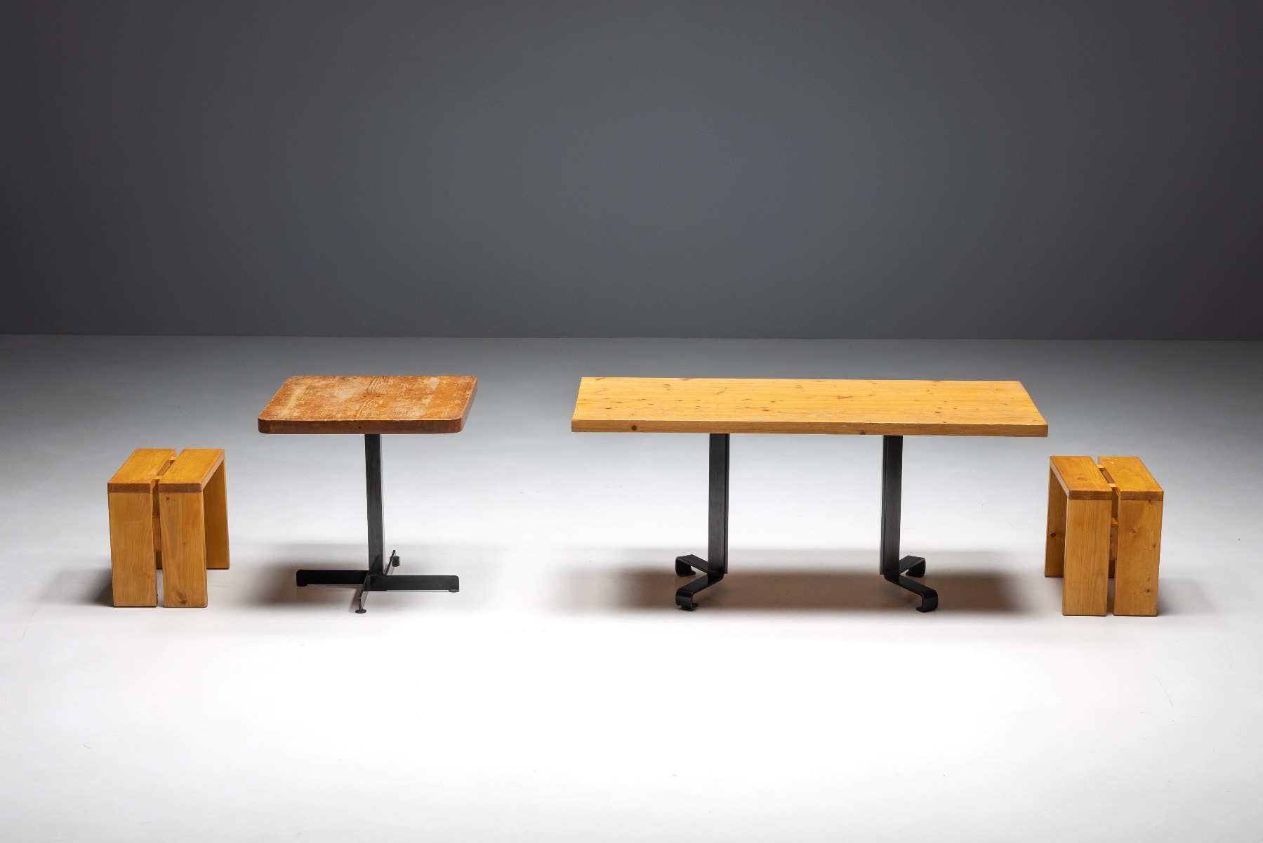 Architectural square table by Charlotte Perriand design