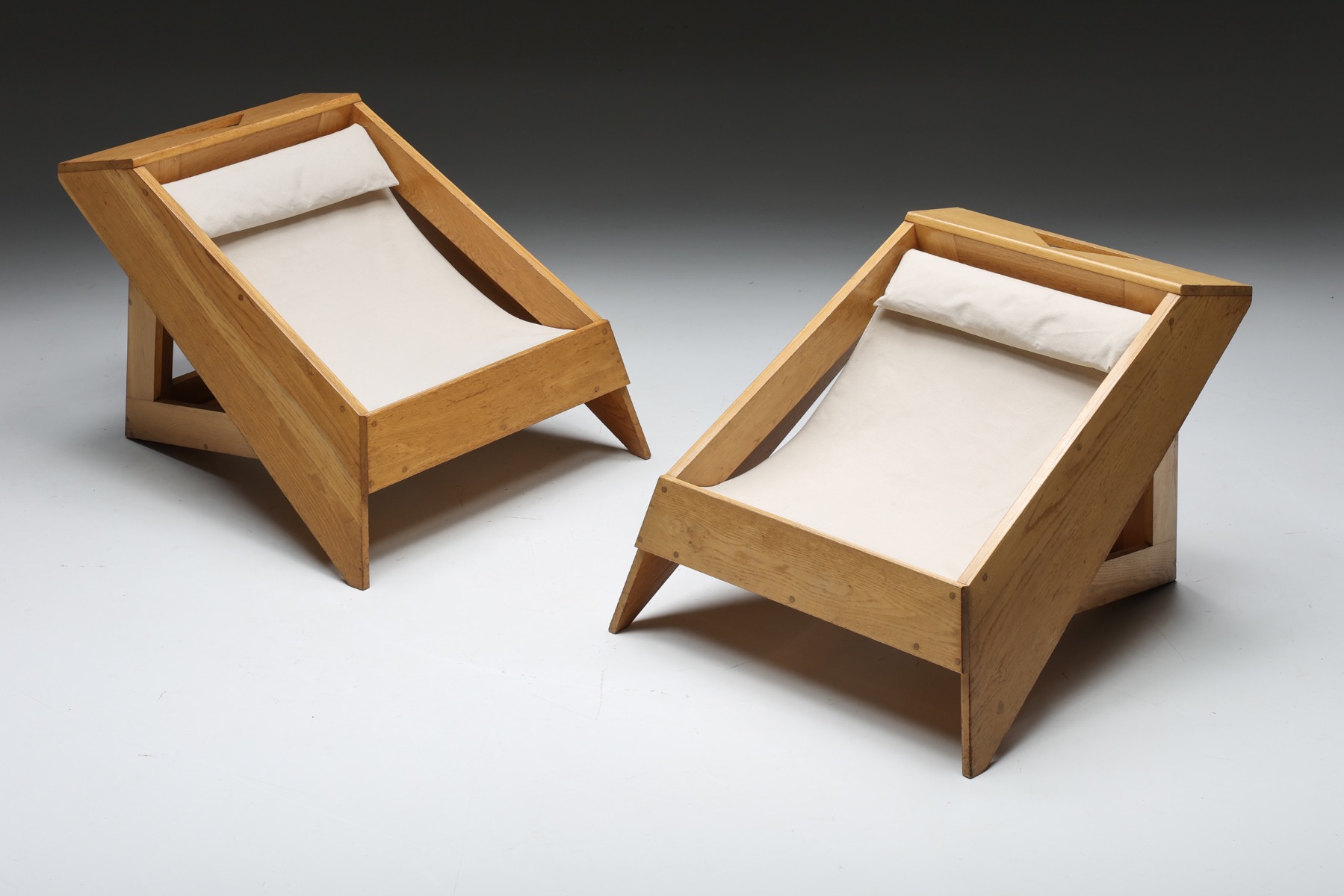 Solid wood architectural lounge armchairs