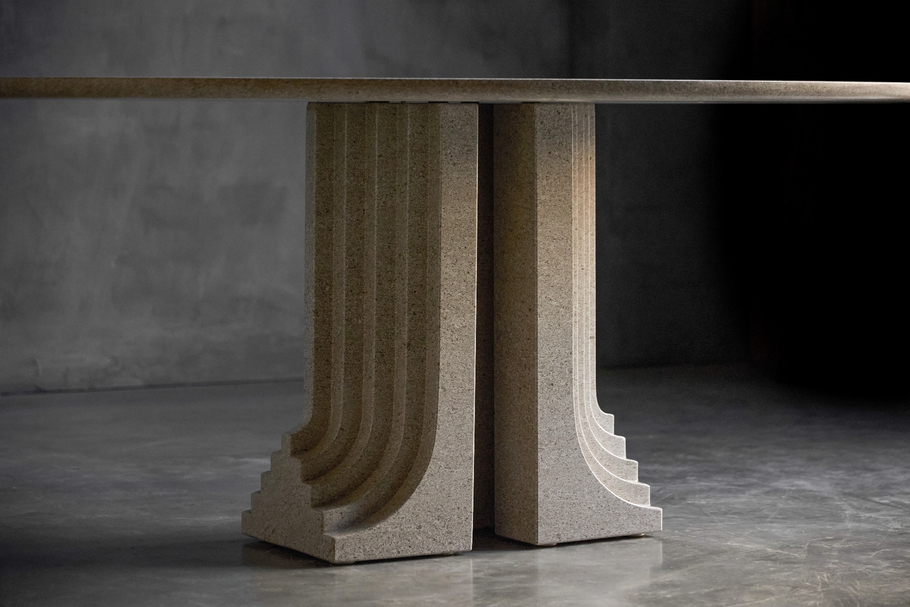 Italian design dining table Samo with architectural detailing