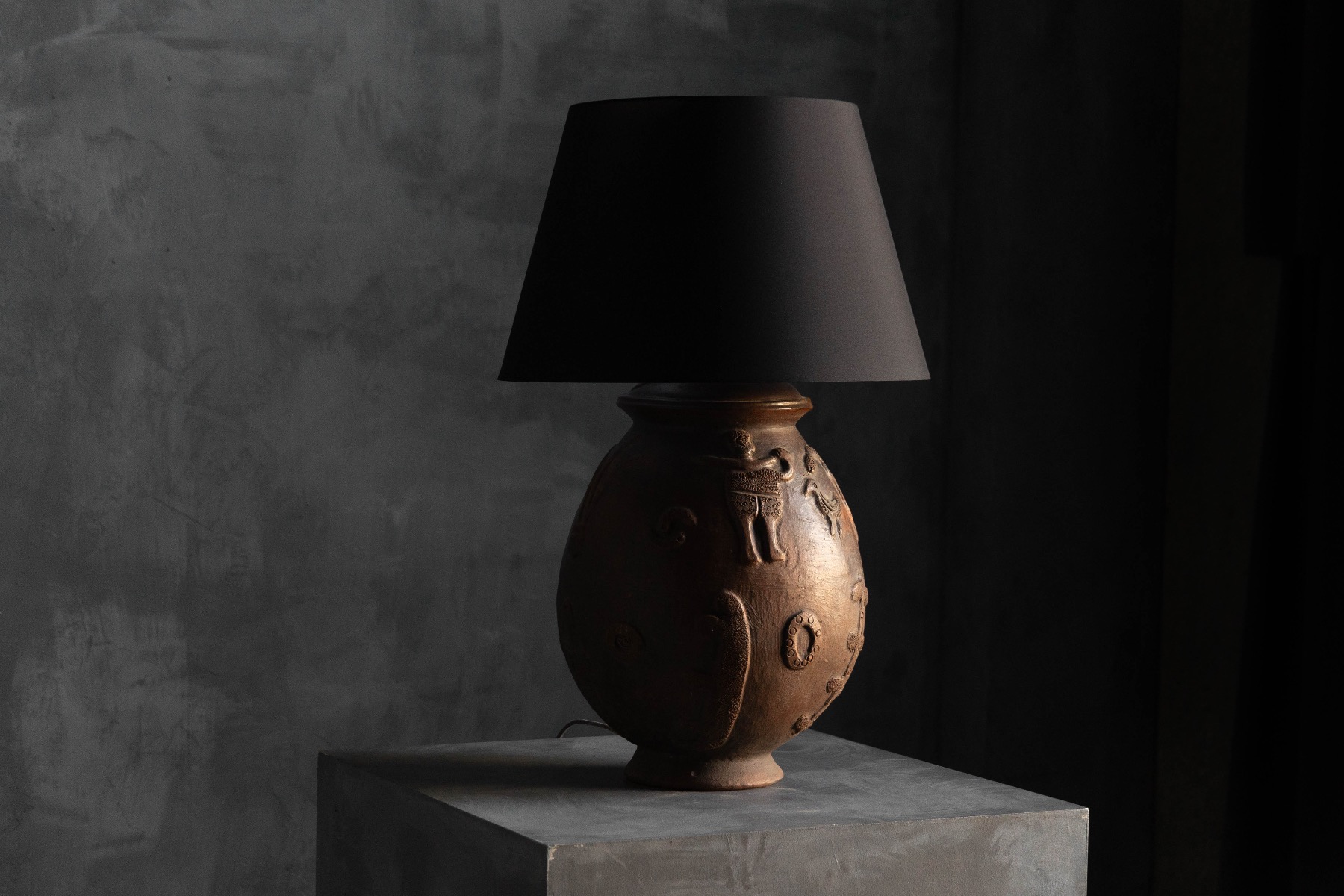 Handmade ceramic table lamp with expressive glaze