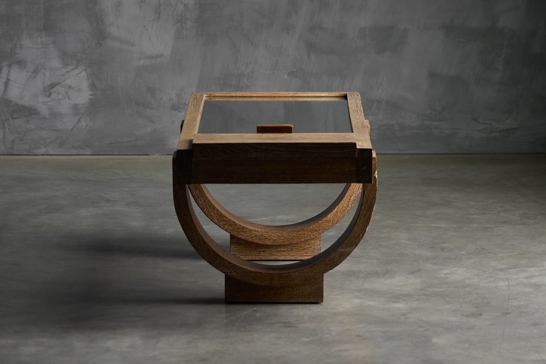 Classic Art Deco coffee table with bleached oak appearance