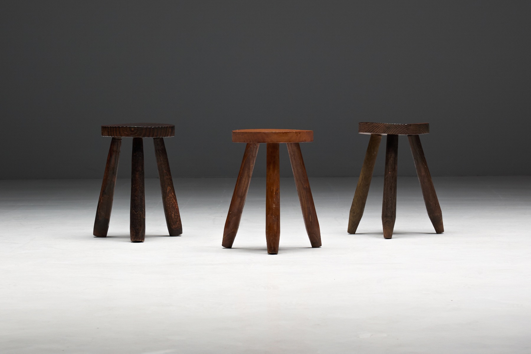 Collectible 1960s brutalist tripod stool
