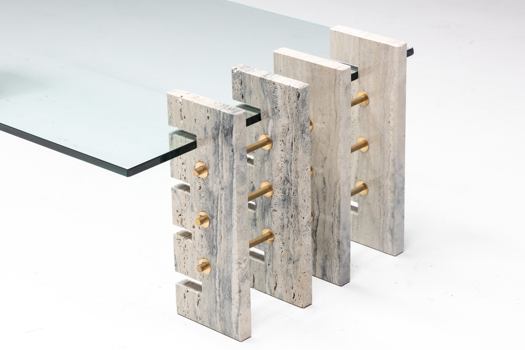 Collectible design coffee table by Gianfranco Ferré Home in travertine