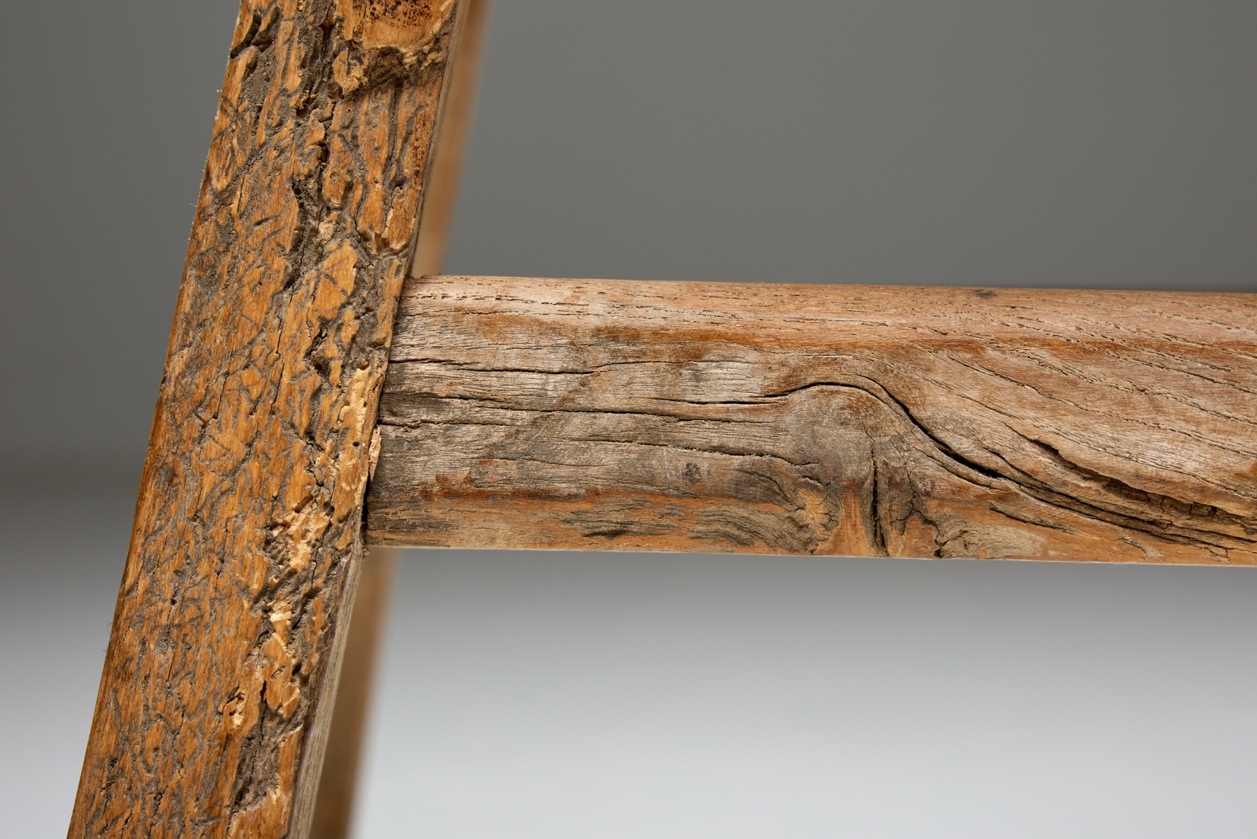 Country style rustic folk art stool in wood