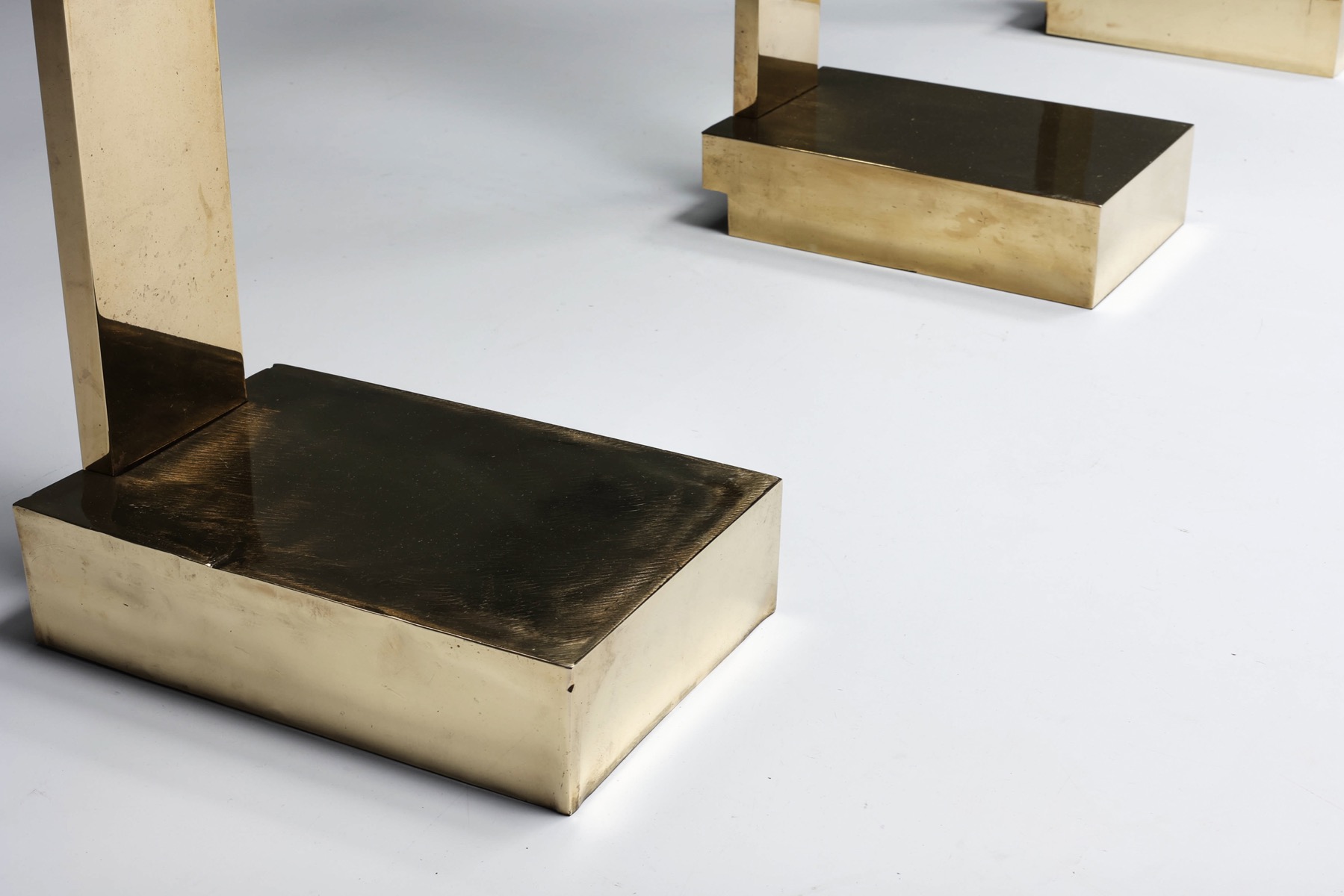 Elegant brass side table in Hollywood Regency design