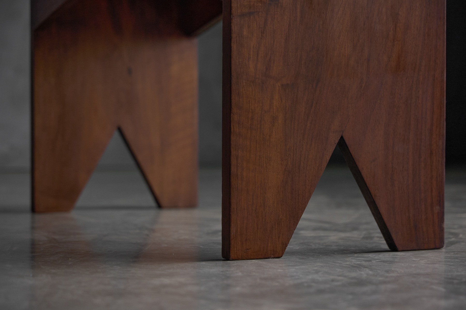 European mid century walnut bench with elegant proportions