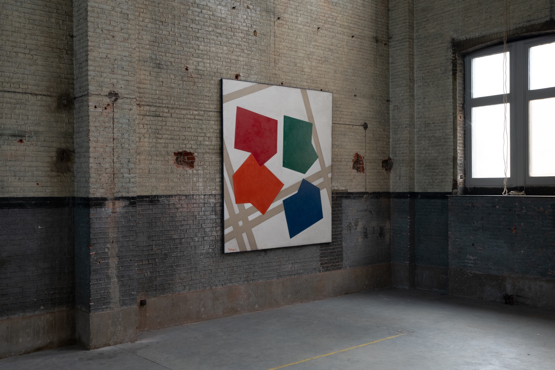 Expressive abstract painting on canvas by Rene Roche
