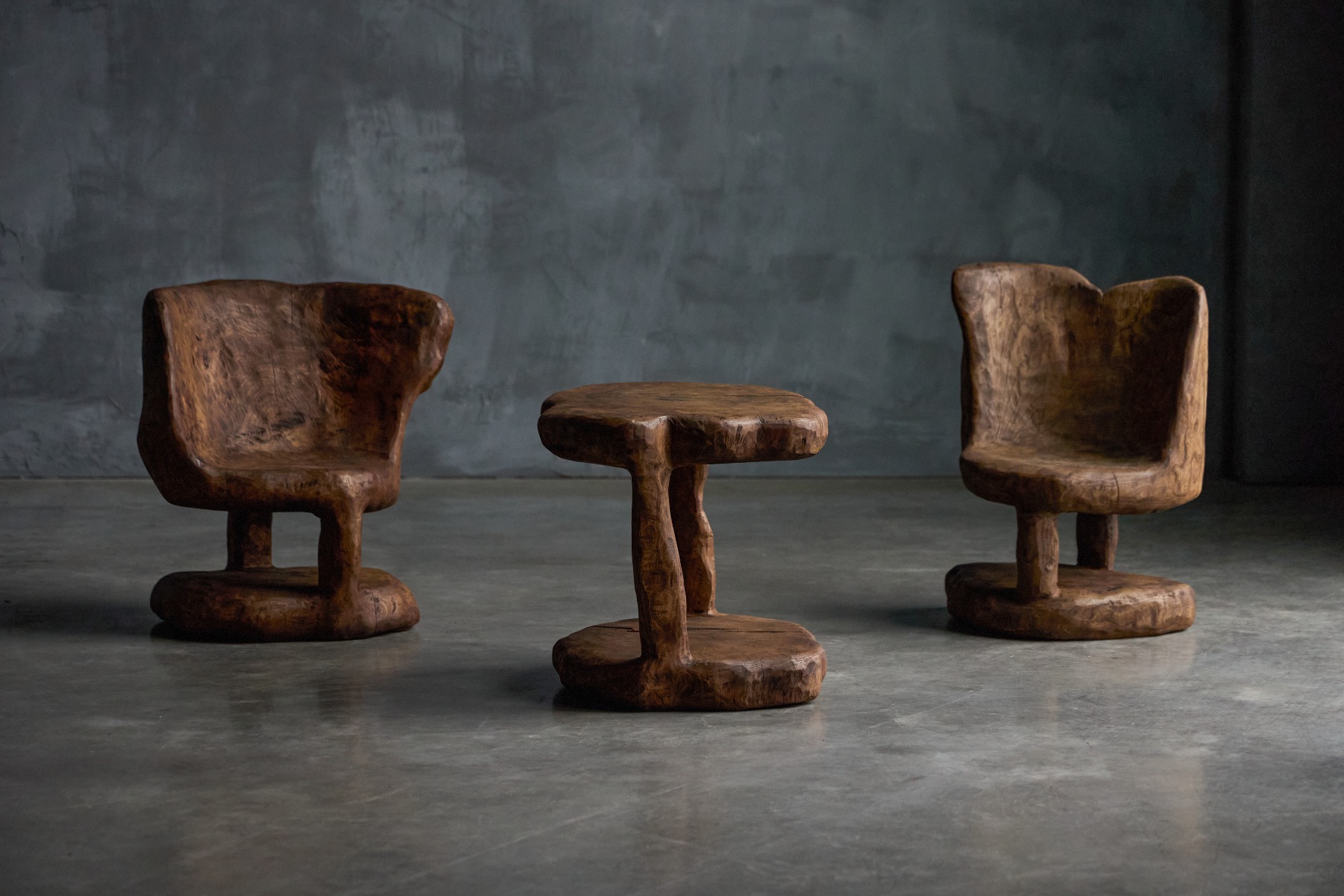Collectible sculptural monoxyle chairs 1980s