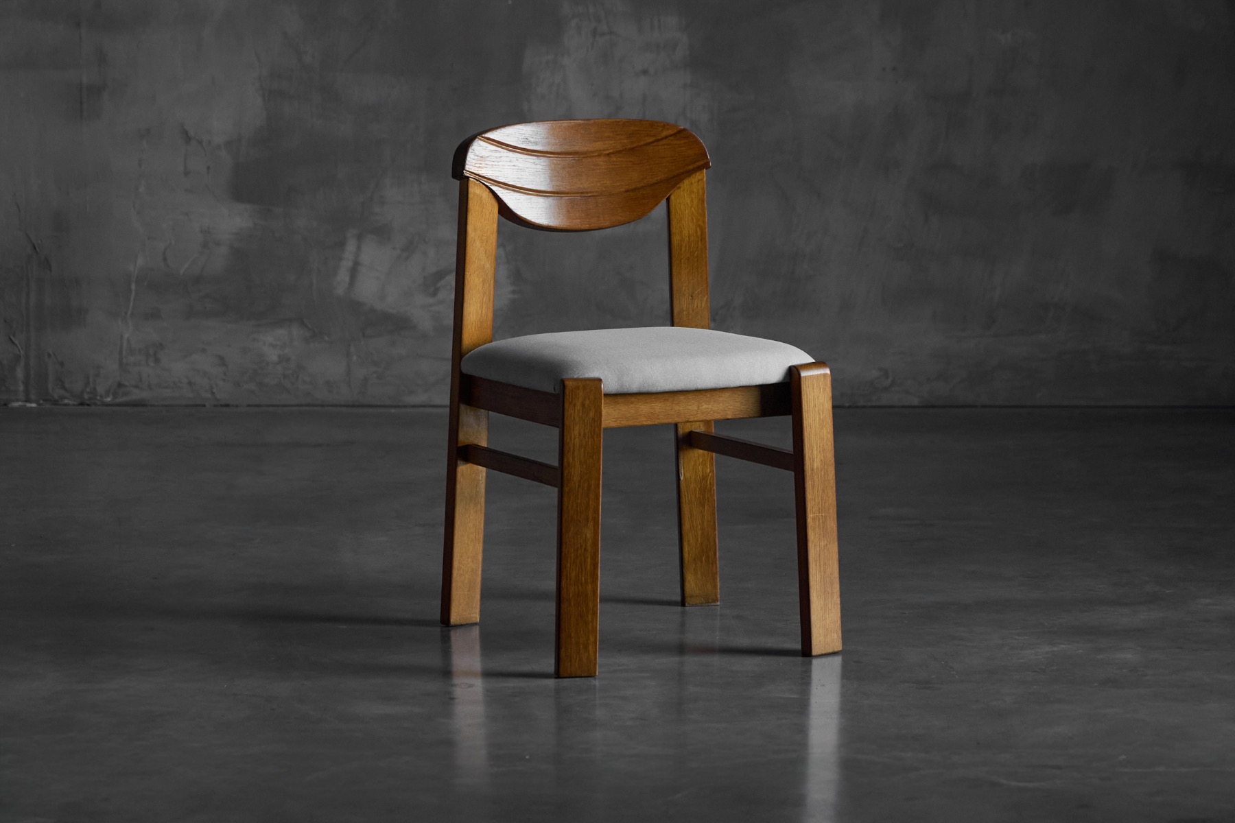 French brutalist wood dining chairs vintage