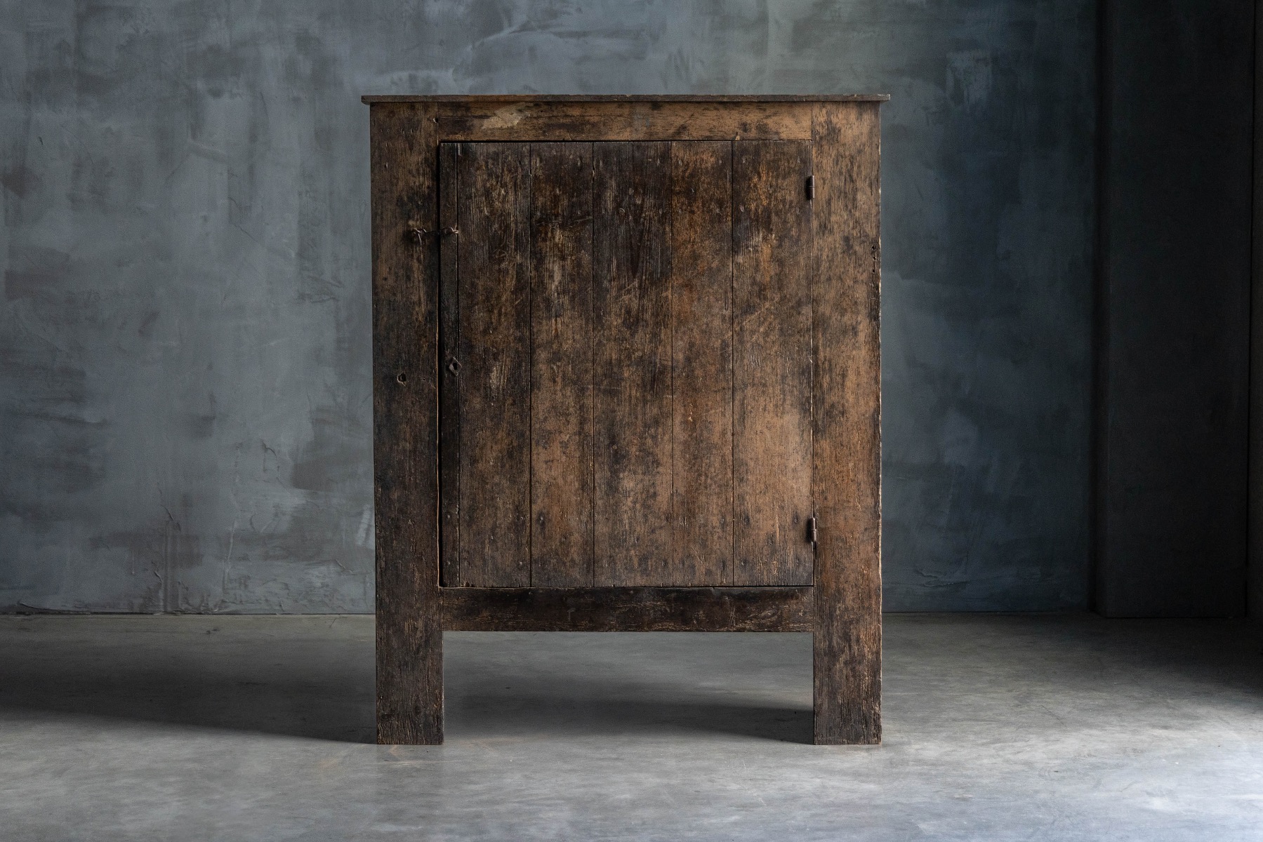 Heritage farmhouse cabinet with aged patina