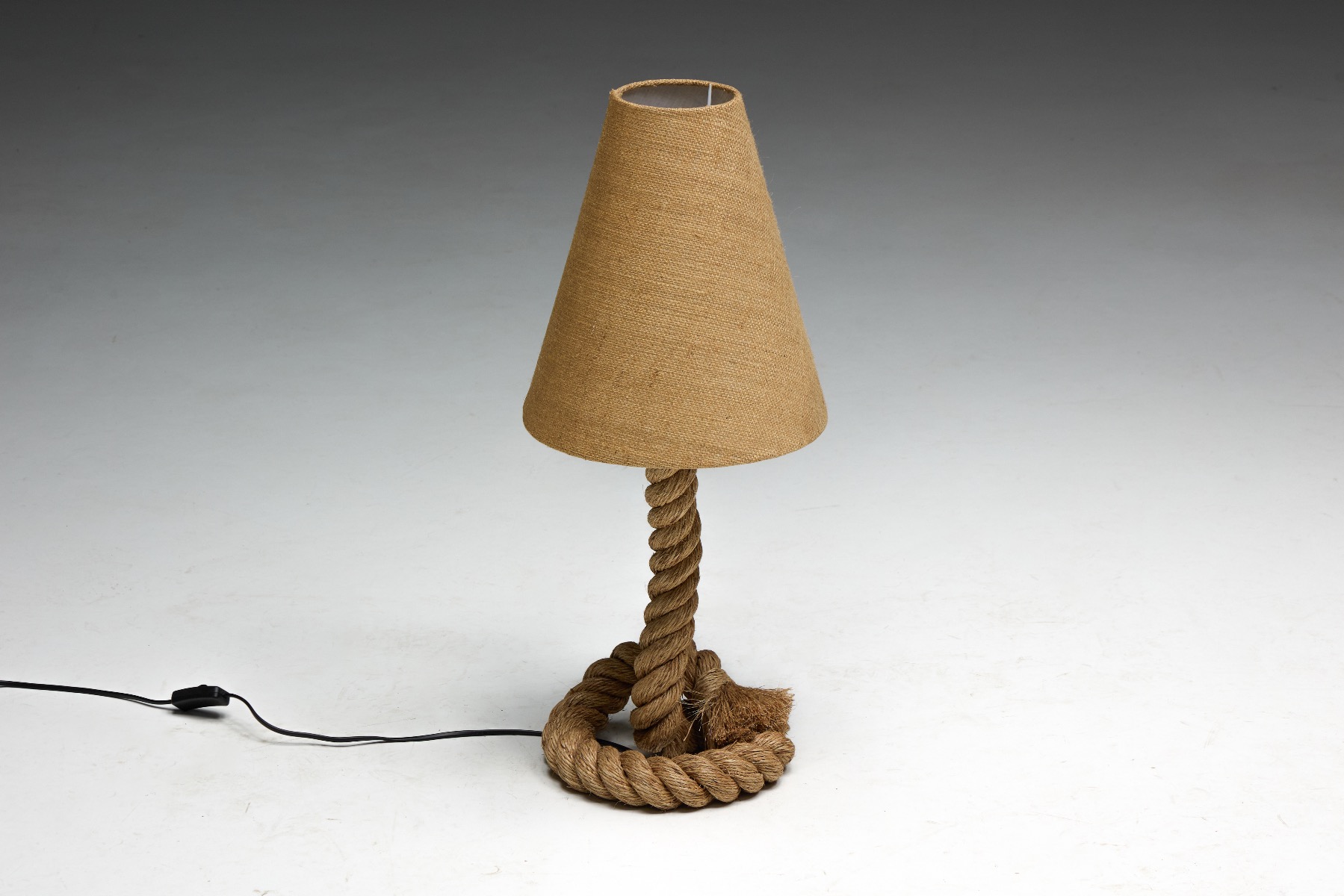 Handcrafted rope floor lamp with jute shade