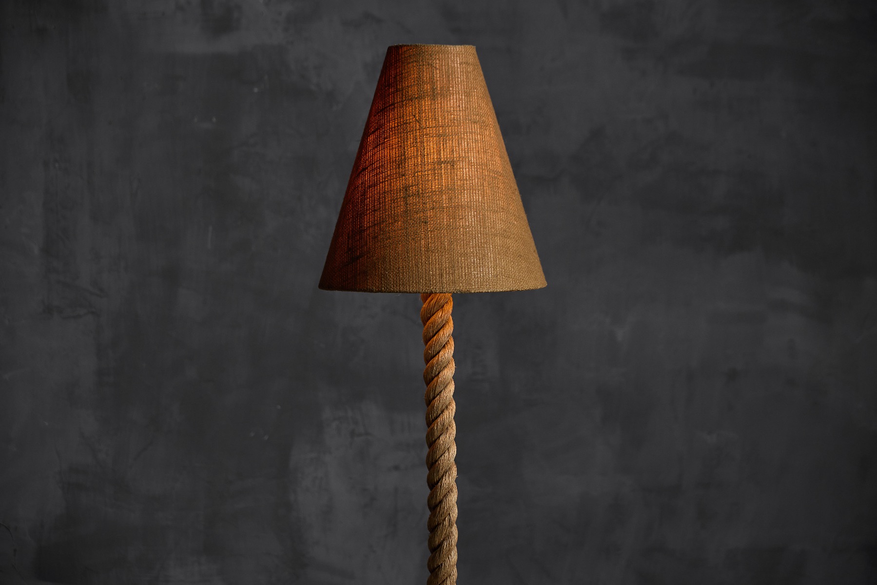 Handcrafted rope floor lamp with natural jute shade