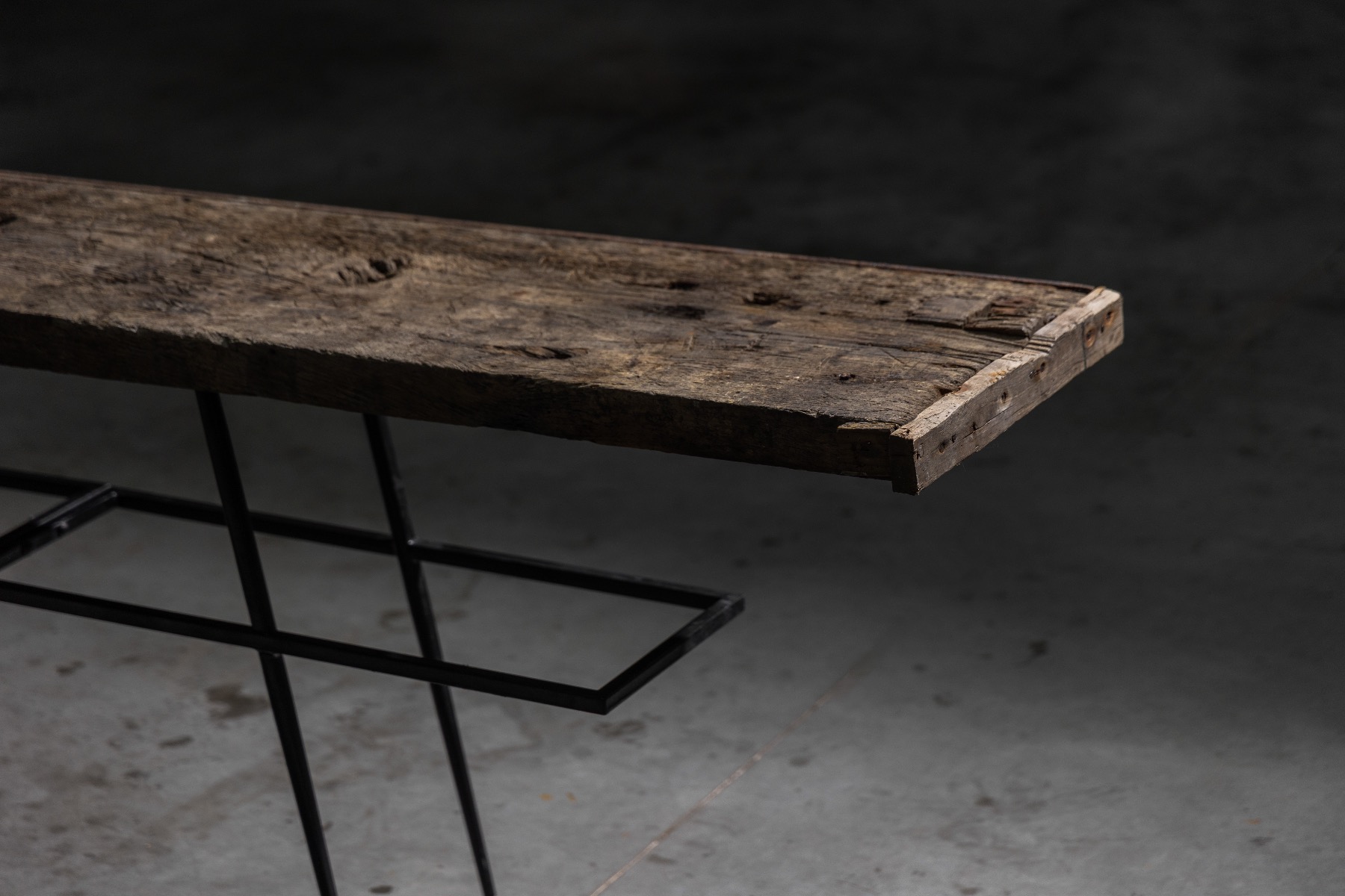 Contemporary rustic console table with organic presence