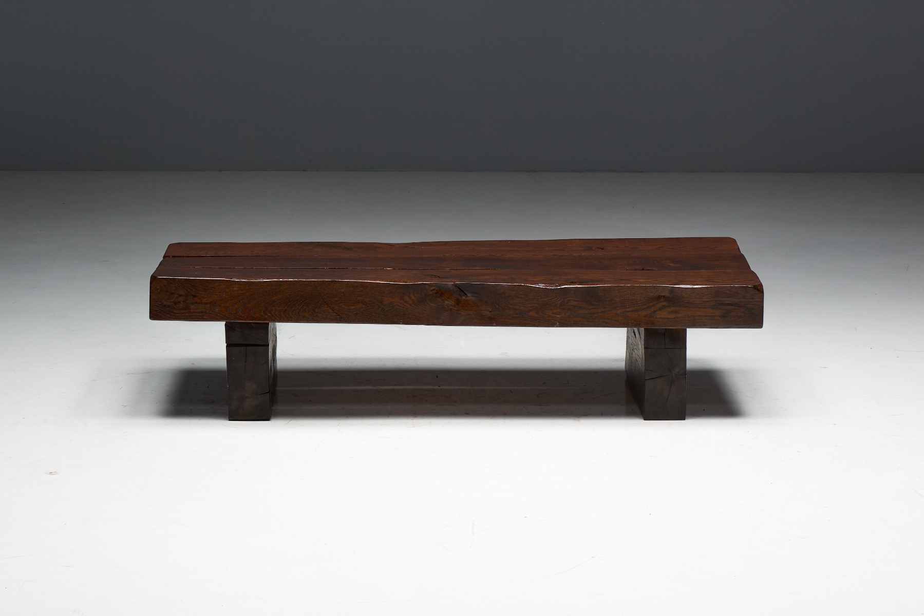 Heavy brutalist rectangular coffee table with raw character