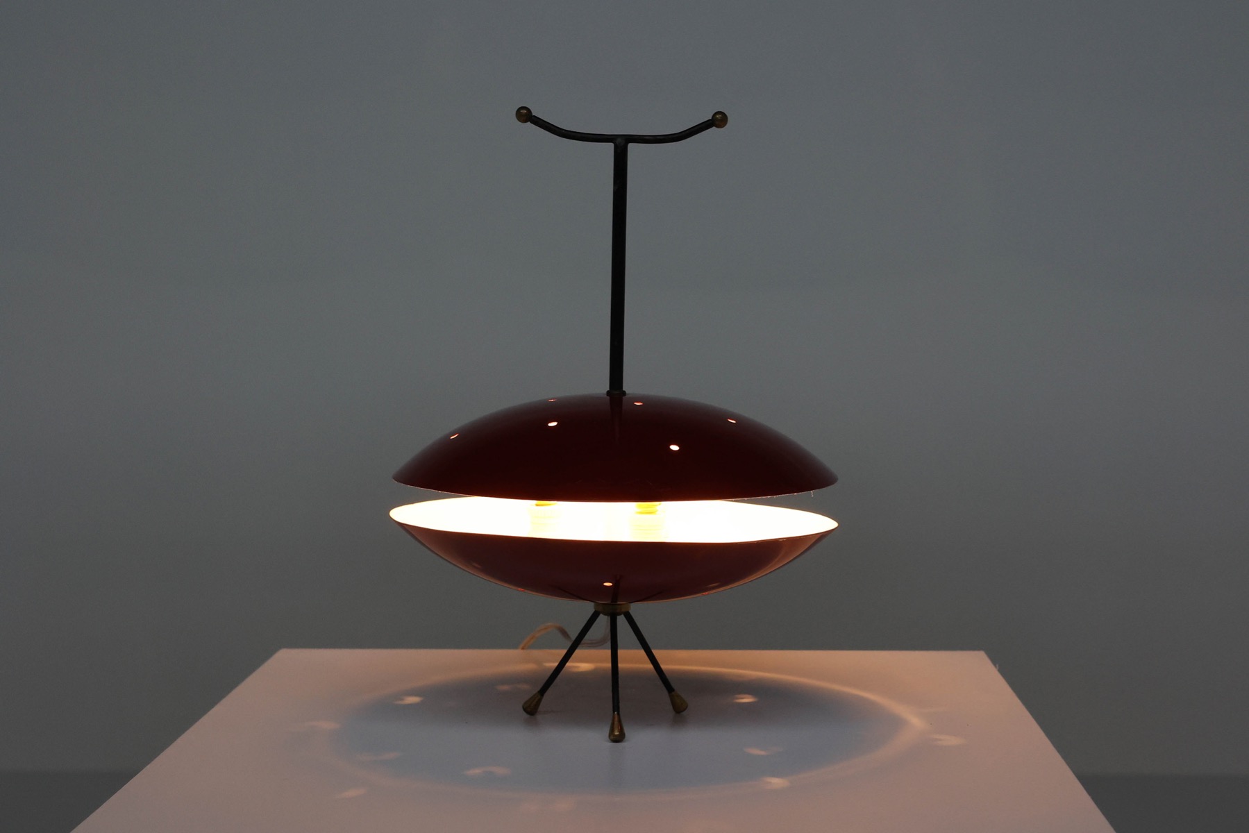 Iconic space age lamp from the 1970s in red and black