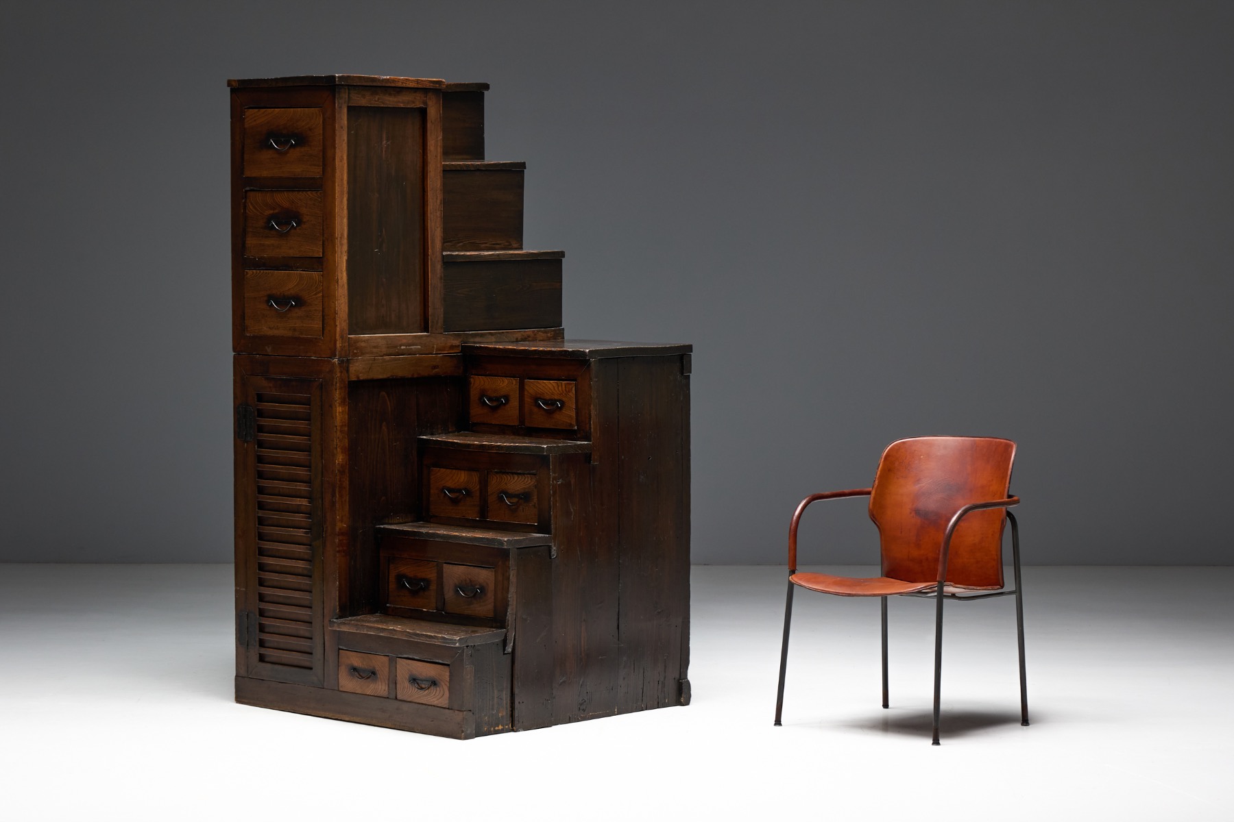 Japanese Kaidan Tansu stair chest with modular stepped form