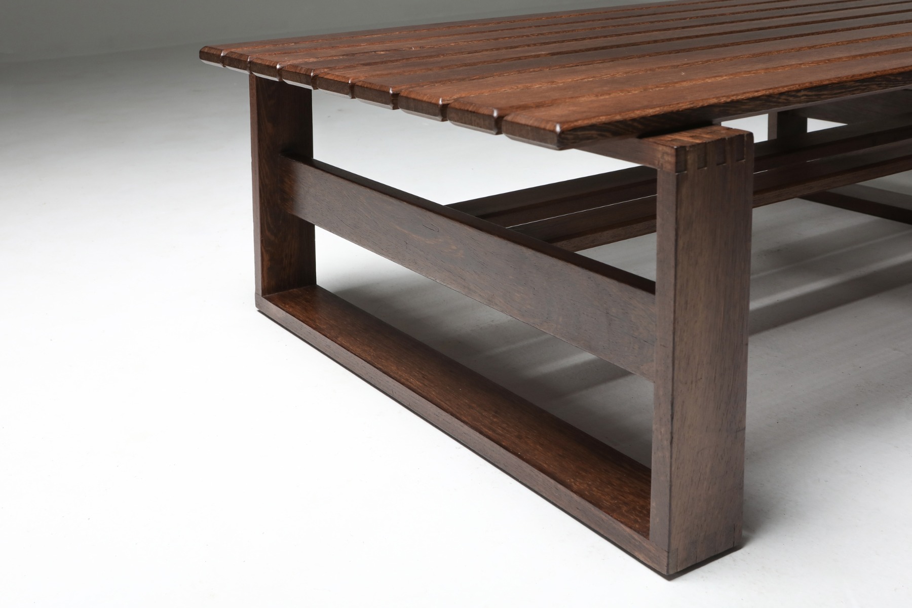 Minimalist wenge slatted bench in modern style