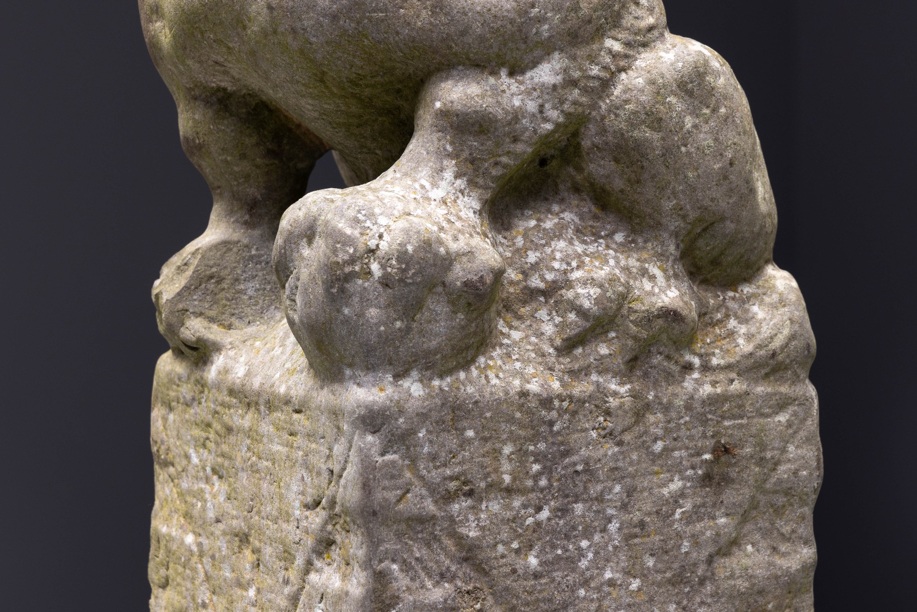 Monumental Chinese guardian carved from stone