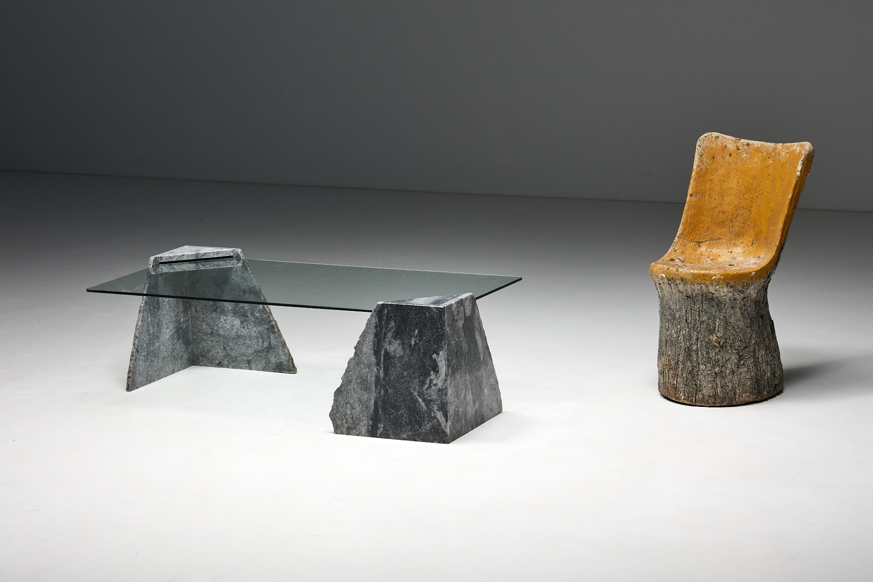 Museum level brutalist concrete chair