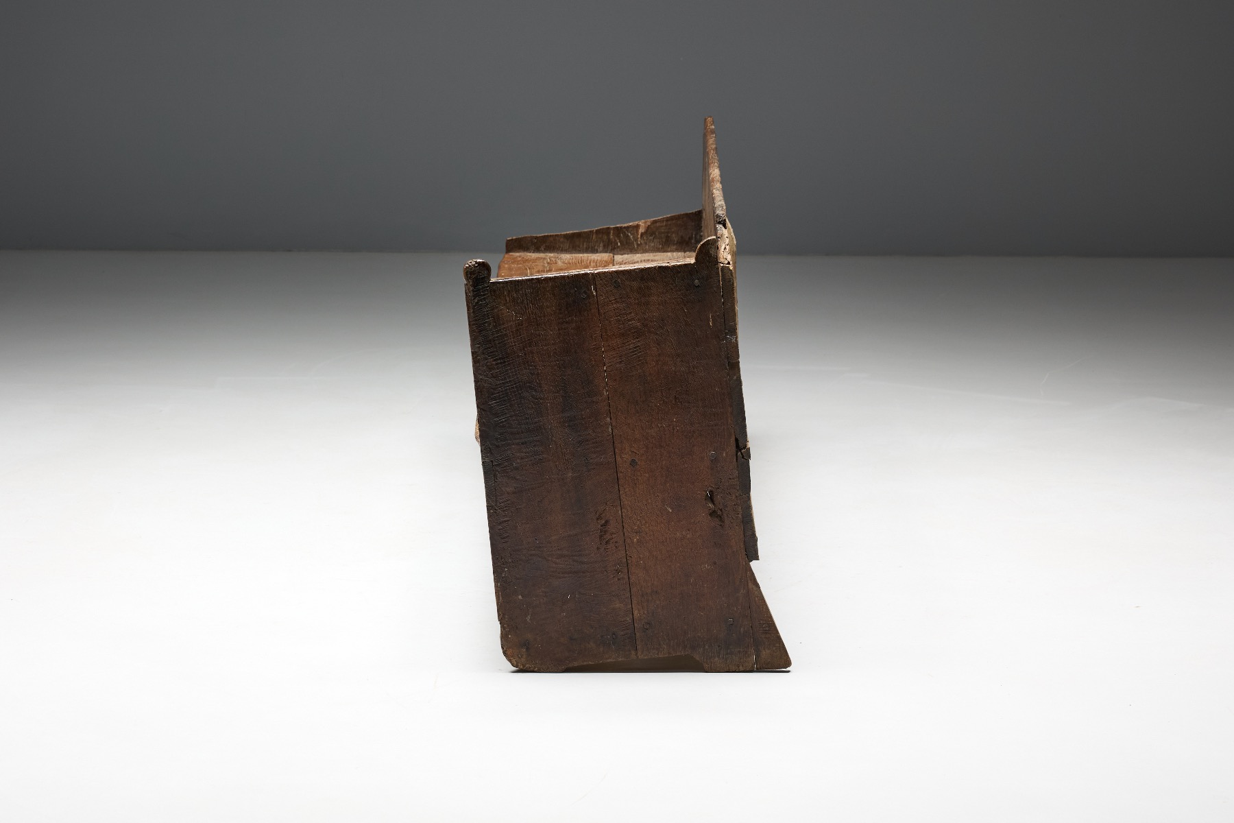 Hand hewn primitive wooden bench
