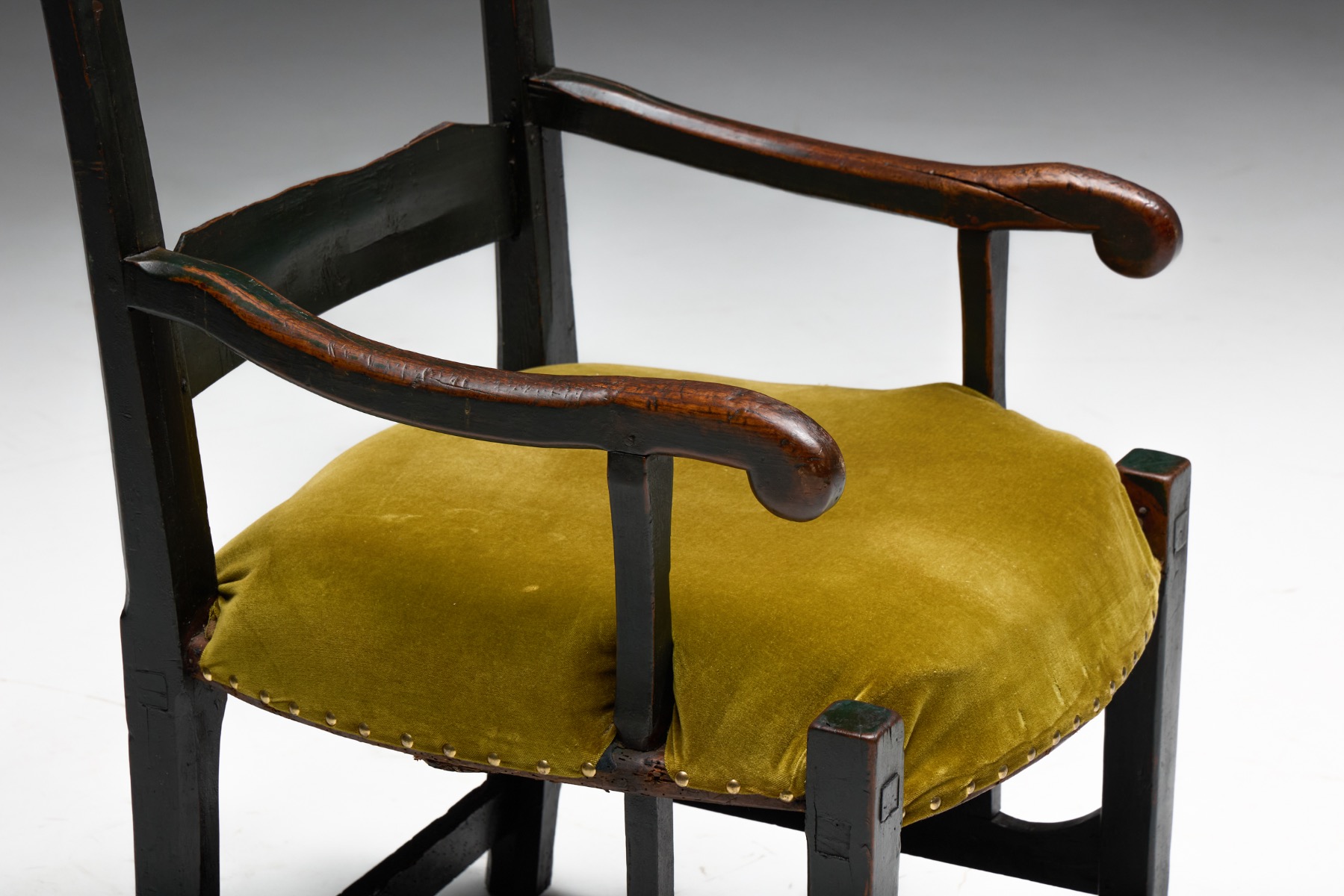 Primitive rustic folk art armchair with utilitarian design