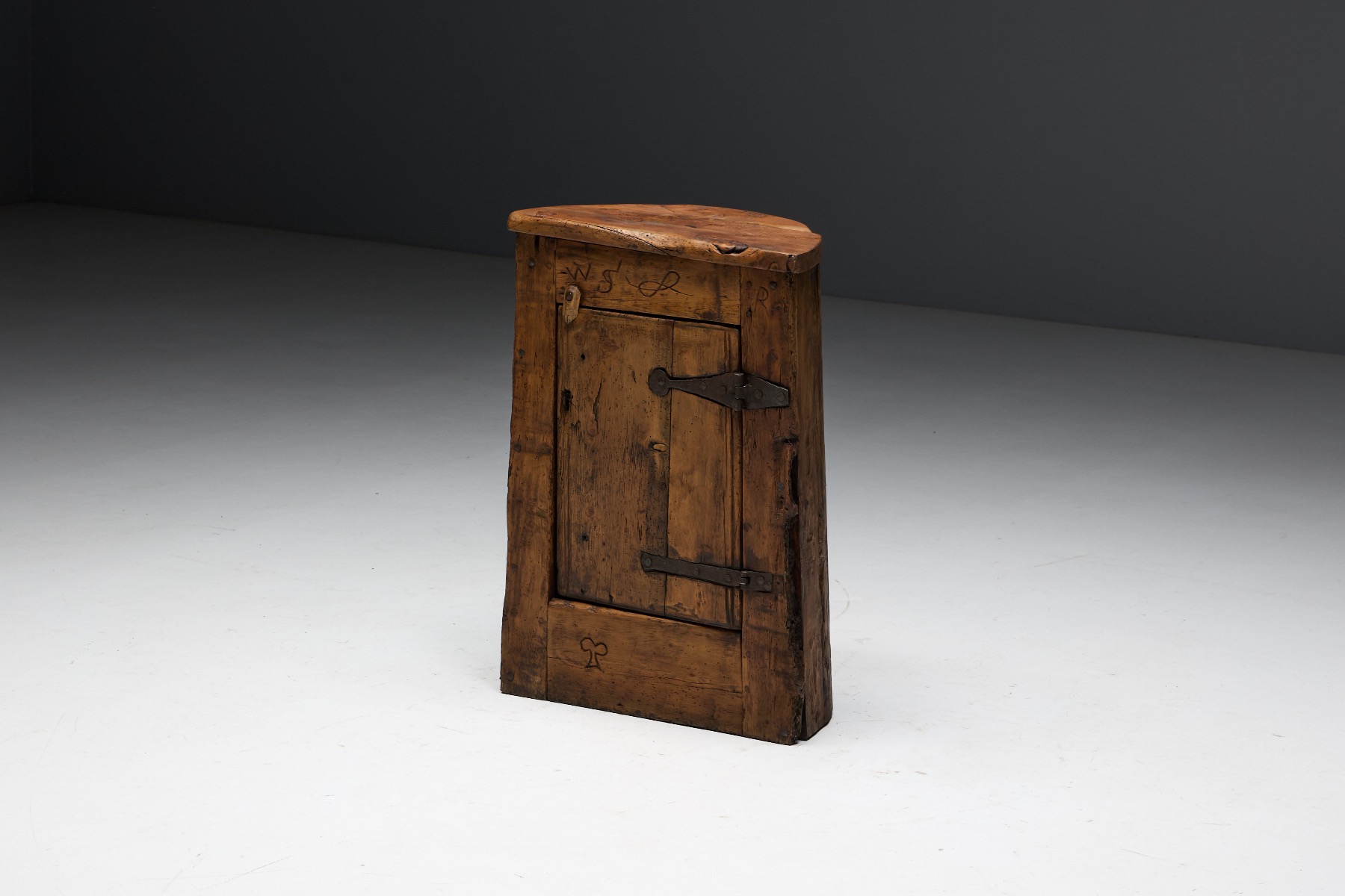 Primitive vernacular folk art cabinet with utilitarian design