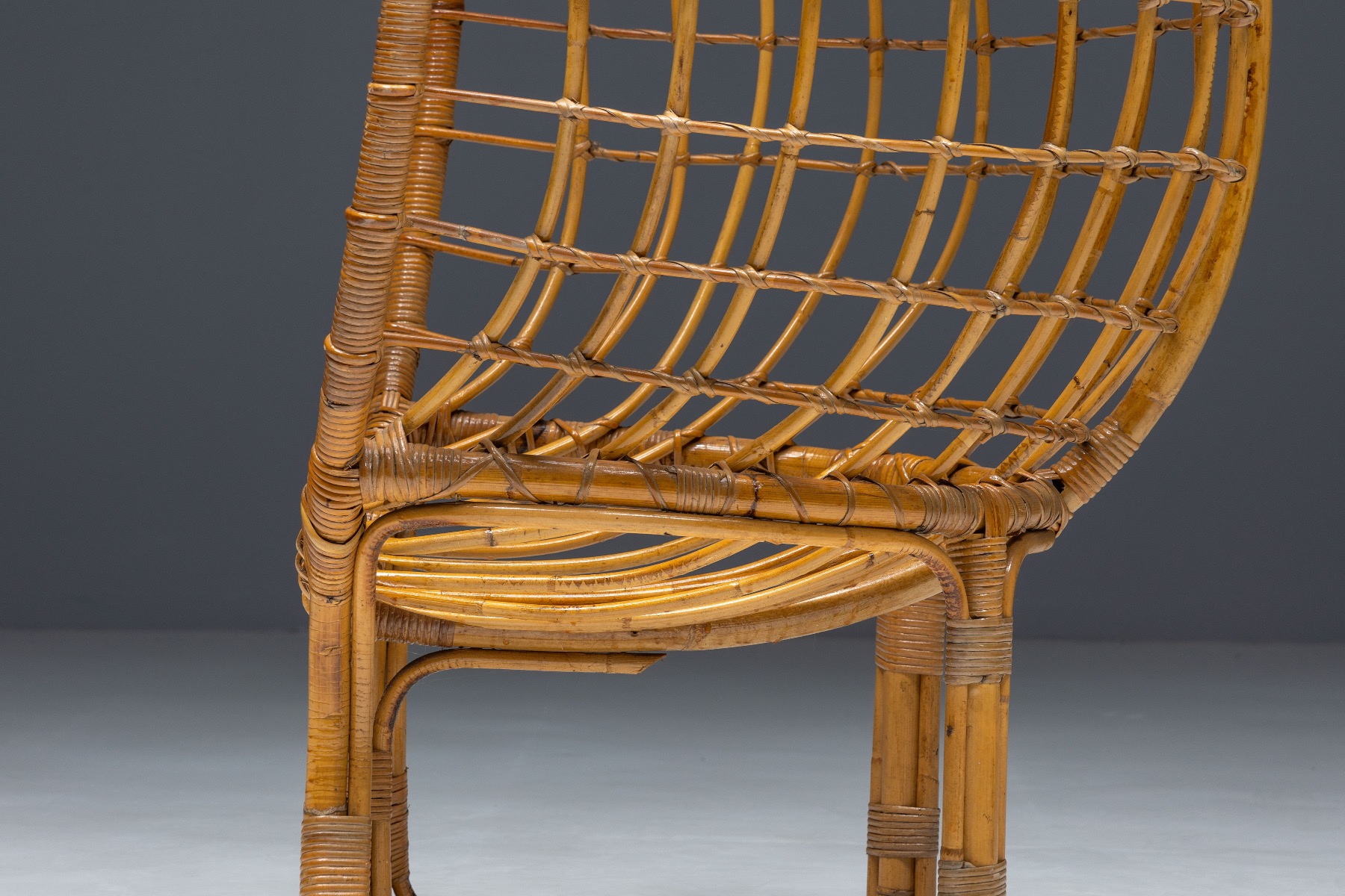 Rattan style bamboo egg chair from the 1970s