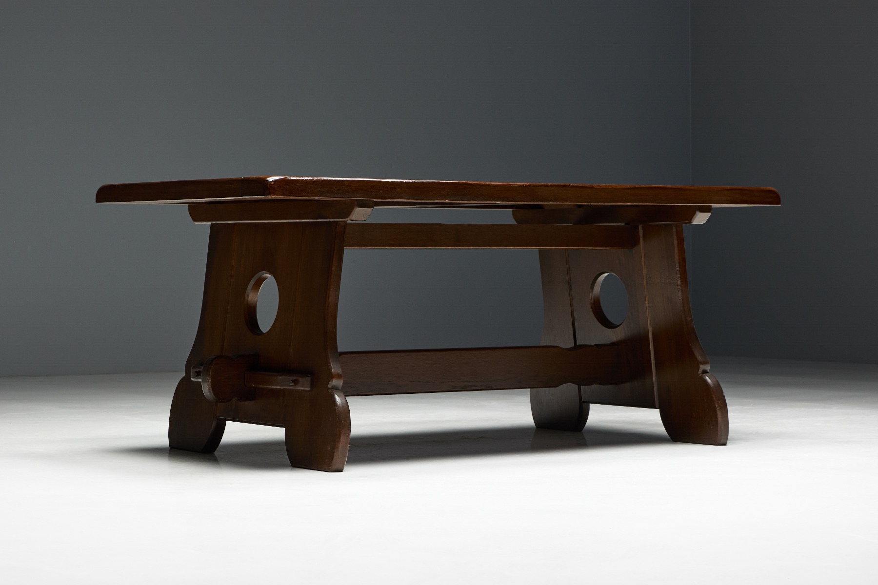 Heavy solid oak dining table 1970s