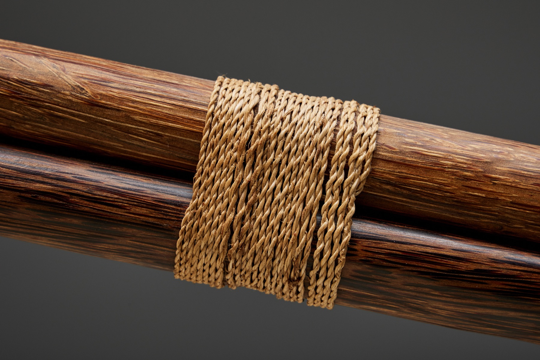 Sculptural arc floor lamp in palm wood