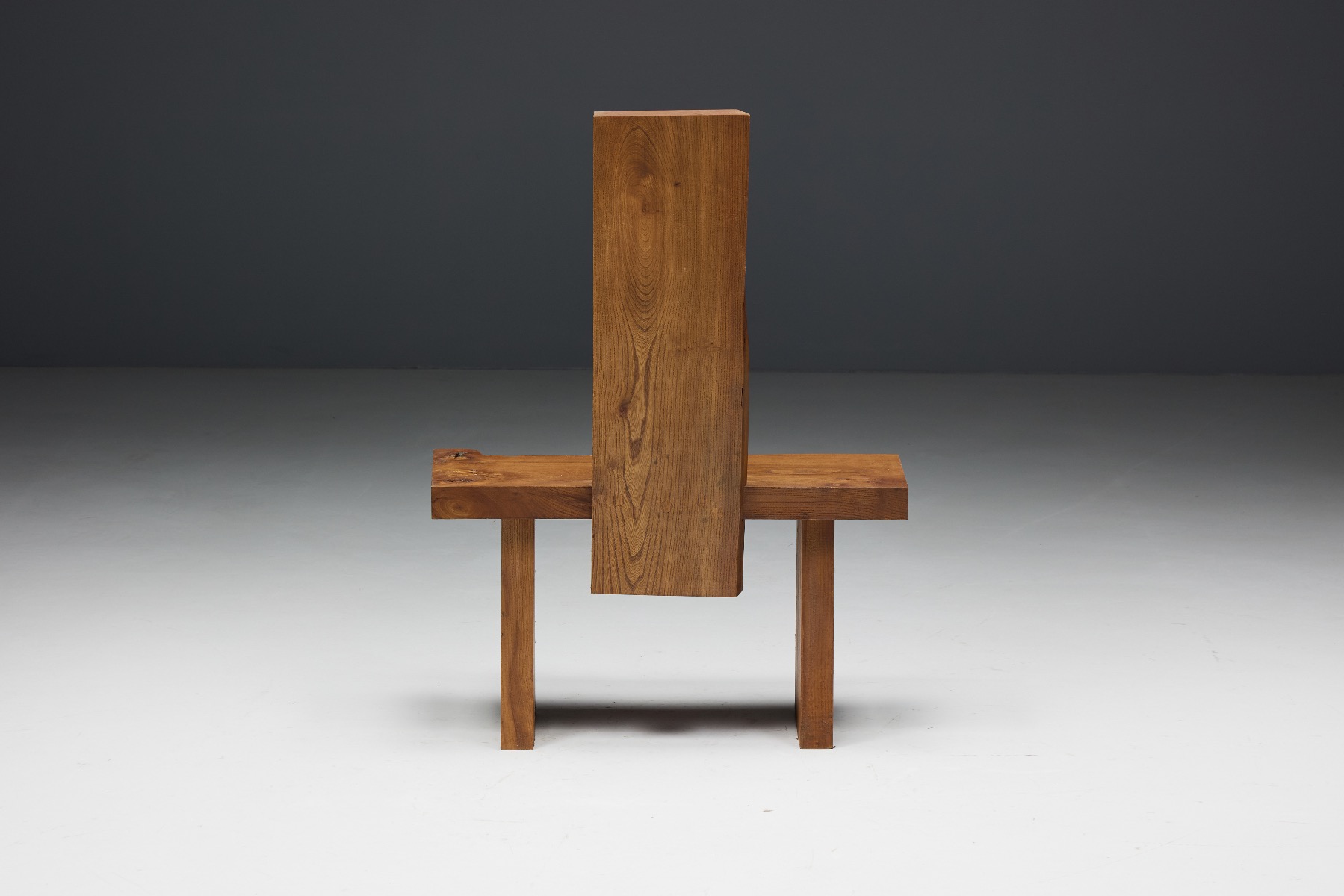Sculptural brutalist chair in monoxylite
