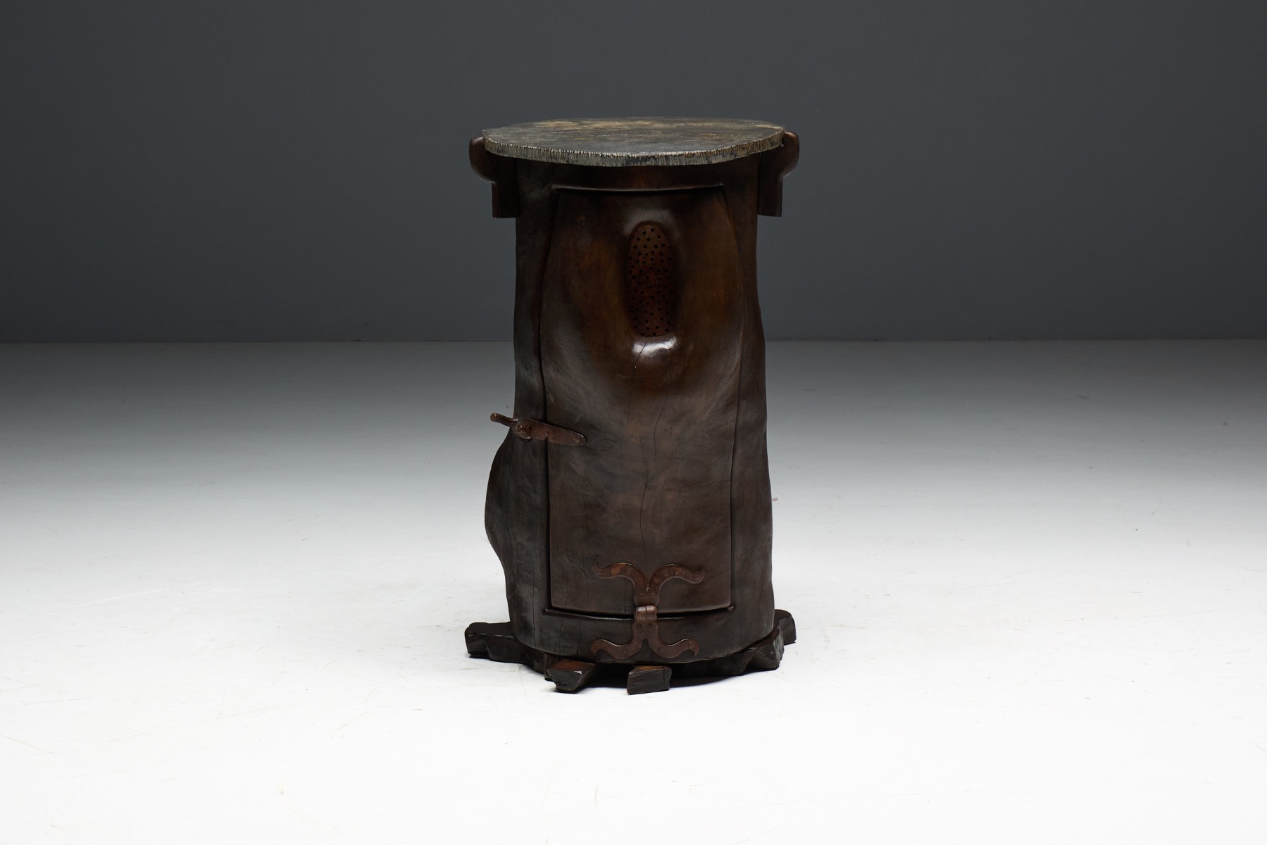 Simple rustic vernacular side table in antique wood